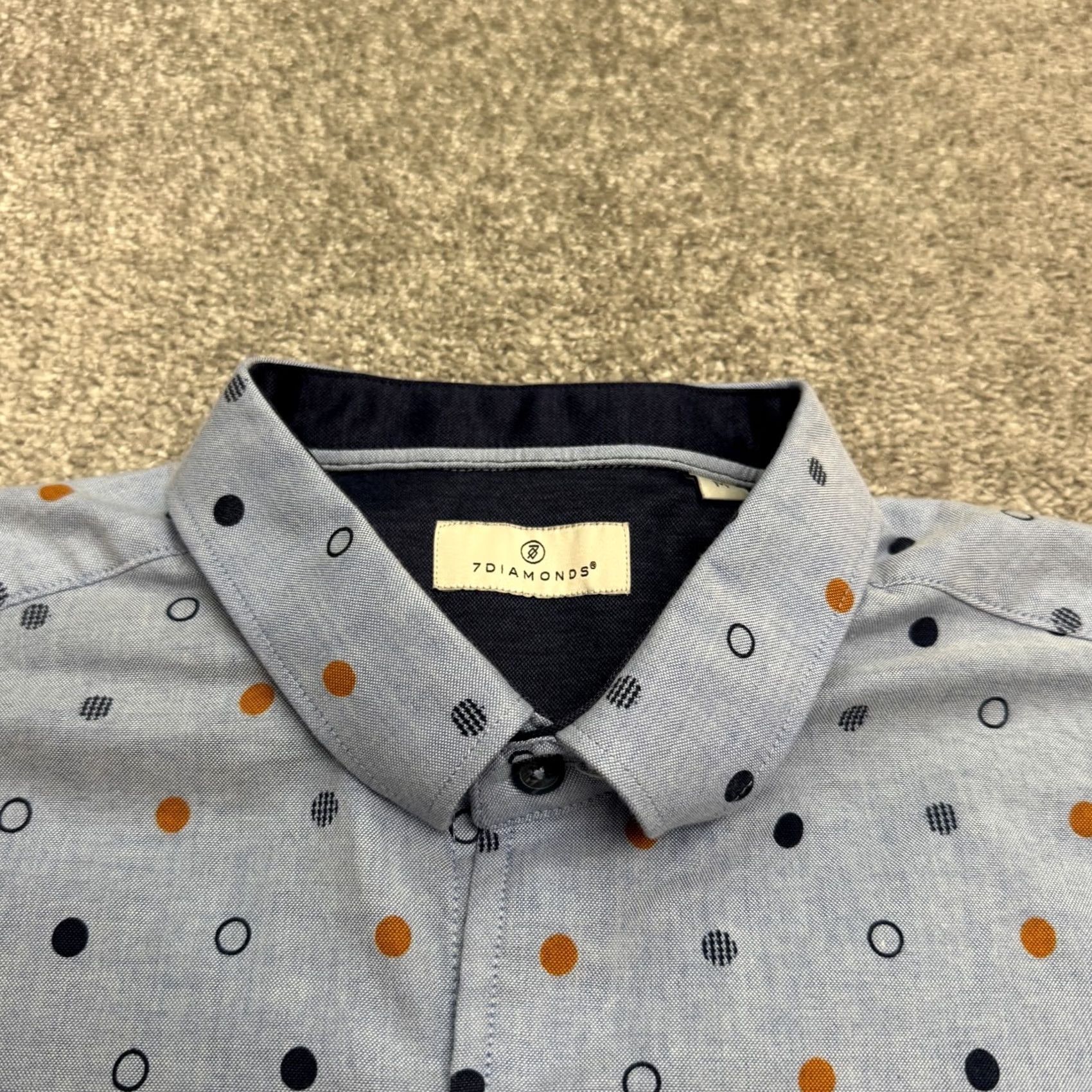 Vintage 7 Diamonds Circle The Sun Shirt Men Medium Blue Geo Dot Short Sleeve Button Down Size US M / EU 48-50 / 2 - 3 Thumbnail