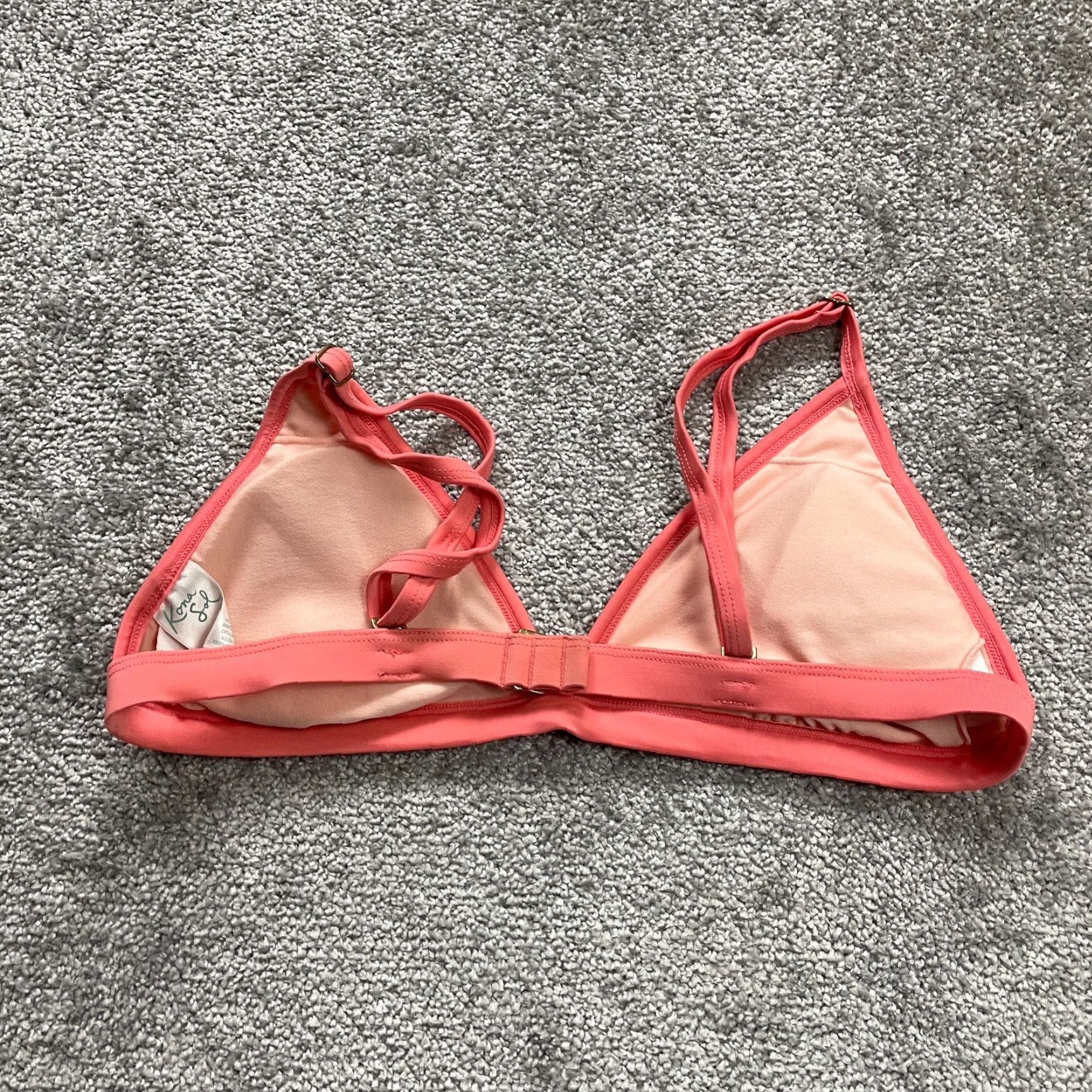 Vintage VINTAGE Kona Sol Women's Bikini Top M Peach Checkered Summer Beach Women Size M / US 6-8 / IT 42-44 - 2 Thumbnail