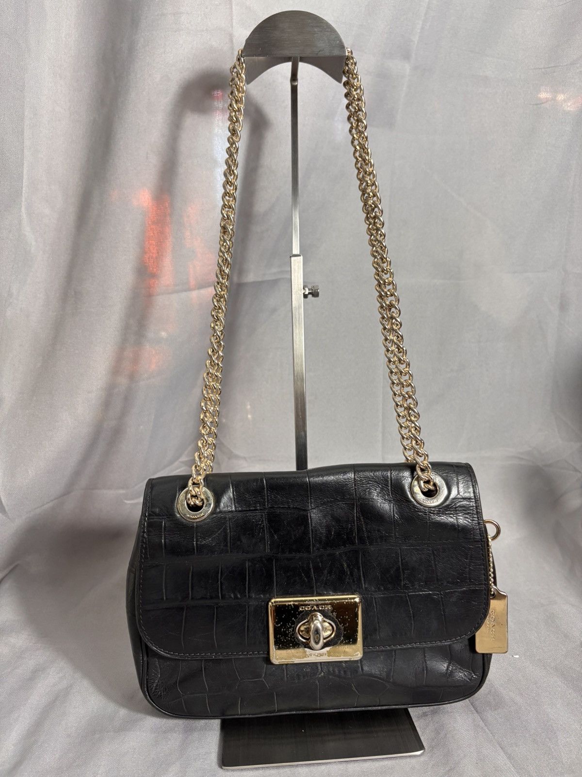 Coach Coach Black Croc Chain Shoulder Bag Size ONE SIZE - 1 Thumbnail