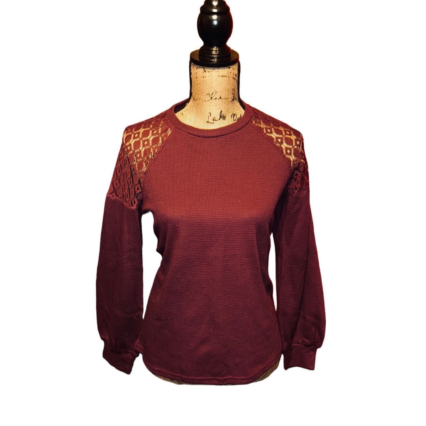 Other NWT ePretty Maroon Long Sleeve Thermal Top Women's Size Smal Size S / US 4 / IT 40 - 1 Thumbnail
