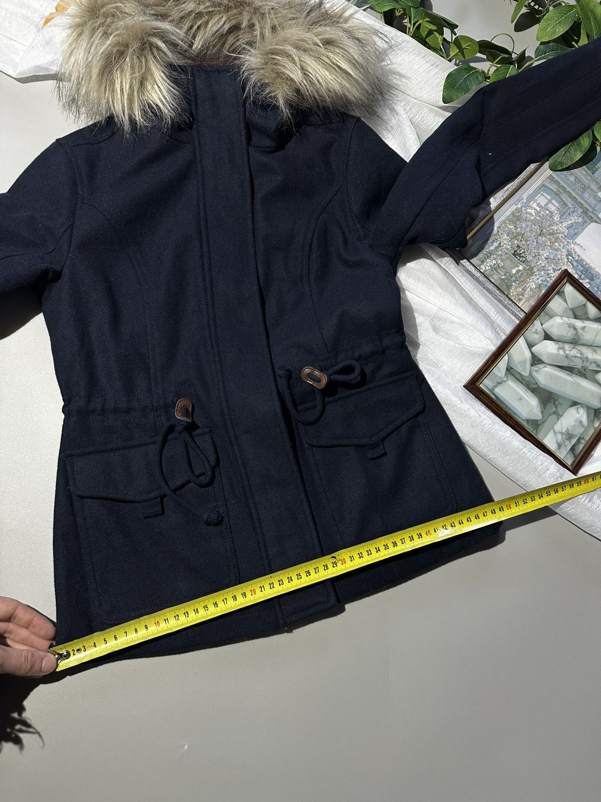 Hollister Hollister Faux Fur Trim Hooded Parka Jacket - Navy Blue - Size S / US 4 / IT 40 - 12 Thumbnail