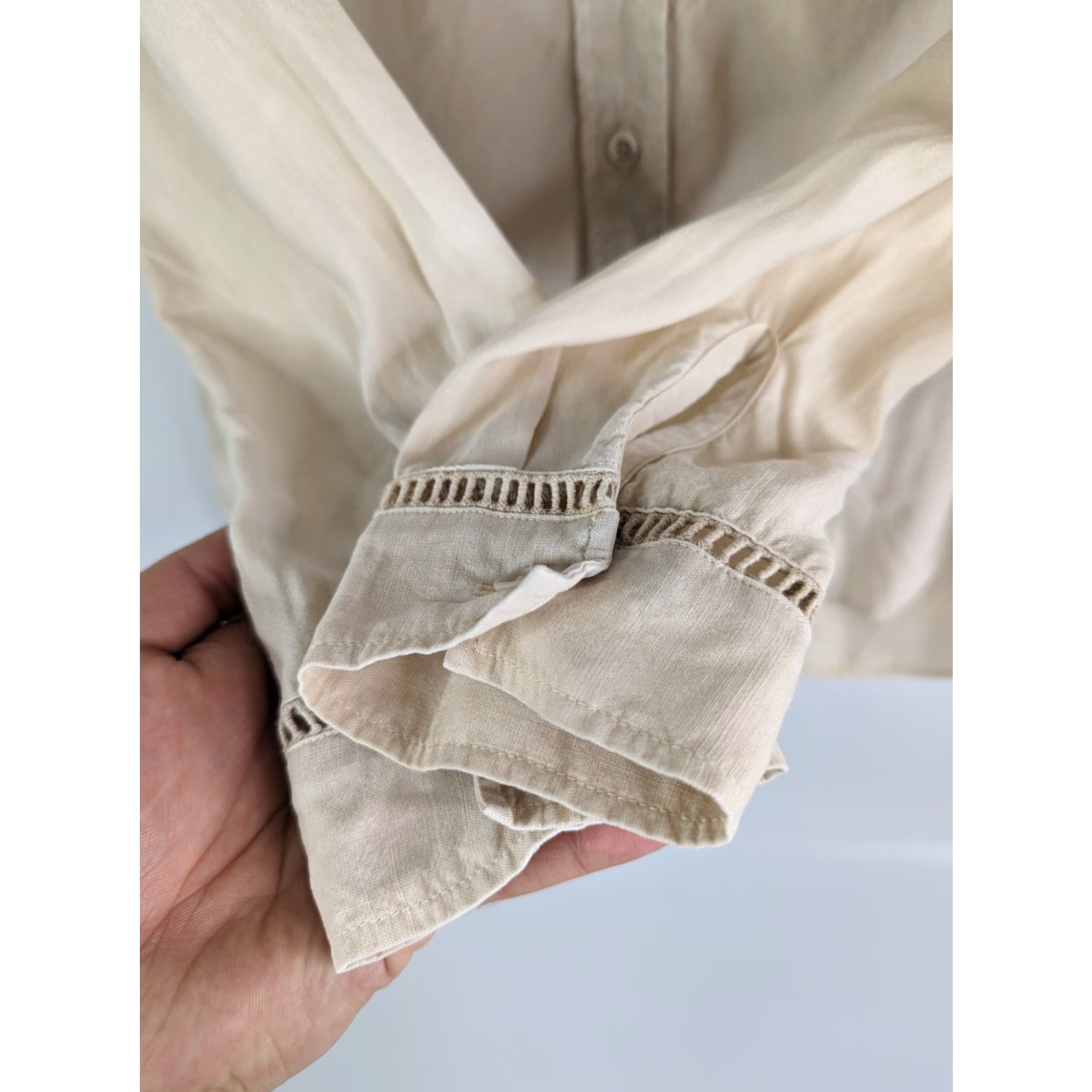 Anthropologie Anthropologie Dale Shirt Blouse Cream Womens Size Small Western Ivory Tencel Solid Long Sleeve Collared Shirt Blouse Womens Western Style Size S Size S / US 4 / IT 40 - 3 Thumbnail