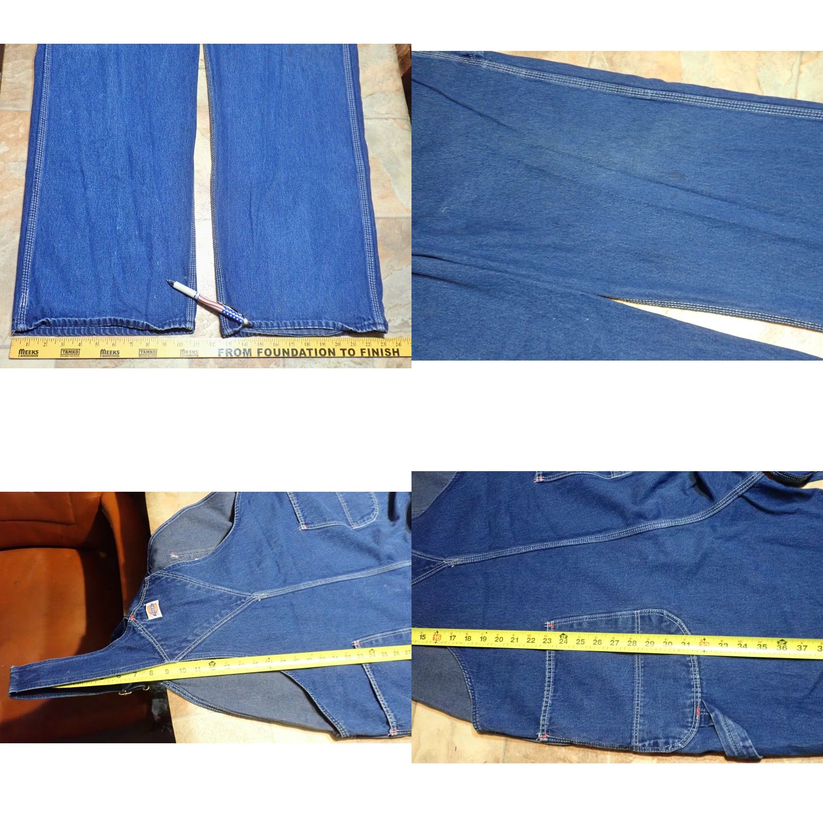 Dickies Dickies Blue Denim Bib Overalls 44X33 90s Cowboy USA Dickies Button Fly 5-Pocket Design Relaxed Mens Size US 44 / EU 60 - 8 Thumbnail
