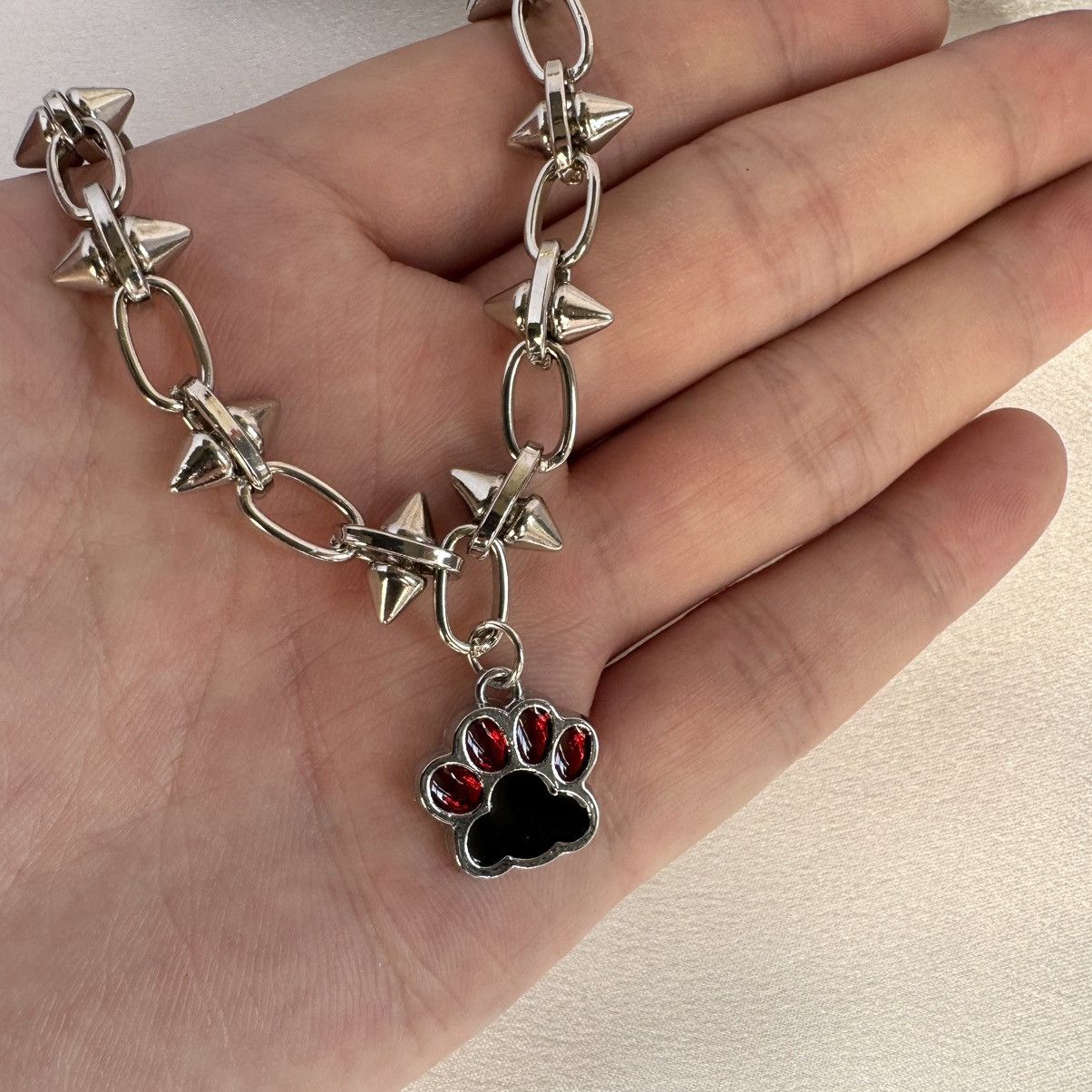 Other Cat Paw Pendant Necklace for Women Men,Hip Hop Unisex Style Size ONE SIZE - 4 Thumbnail