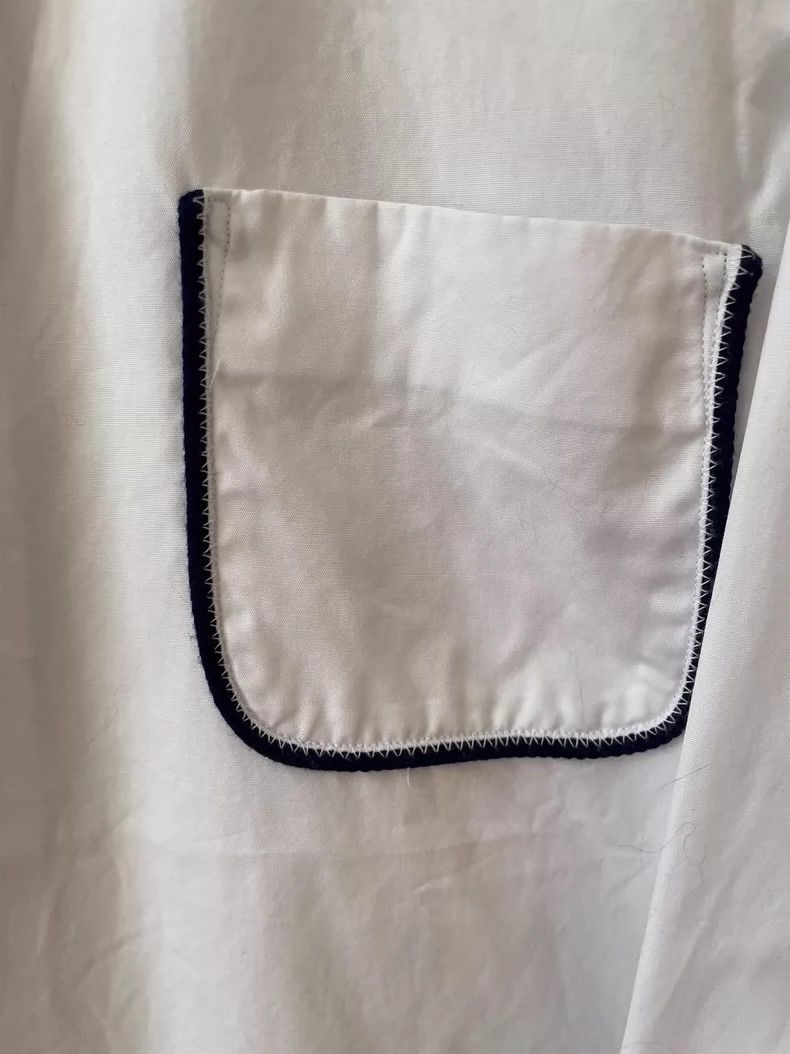 Comme des Garcons comme des garcons Baby collar navy blue border shirt 2503-N Size L / US 10 / IT 46 - 3 Thumbnail