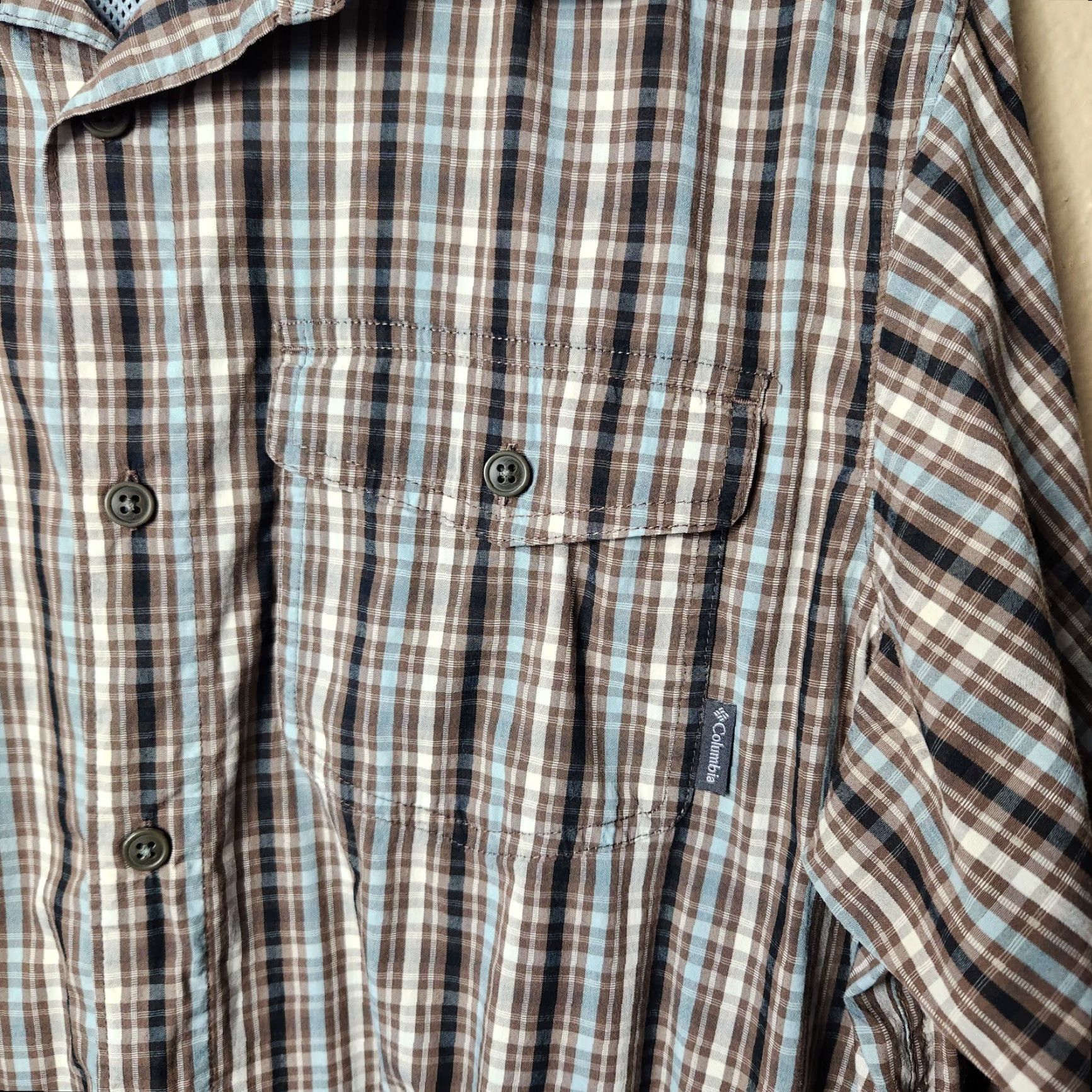 Vintage Columbia Mens Omni-Wick Vented Plaid Buttonfront Shirt-Size L - Brown - Long Sleeve - Rol l Tab - Mens Size US L / EU 52-54 / 3 - 2 Thumbnail