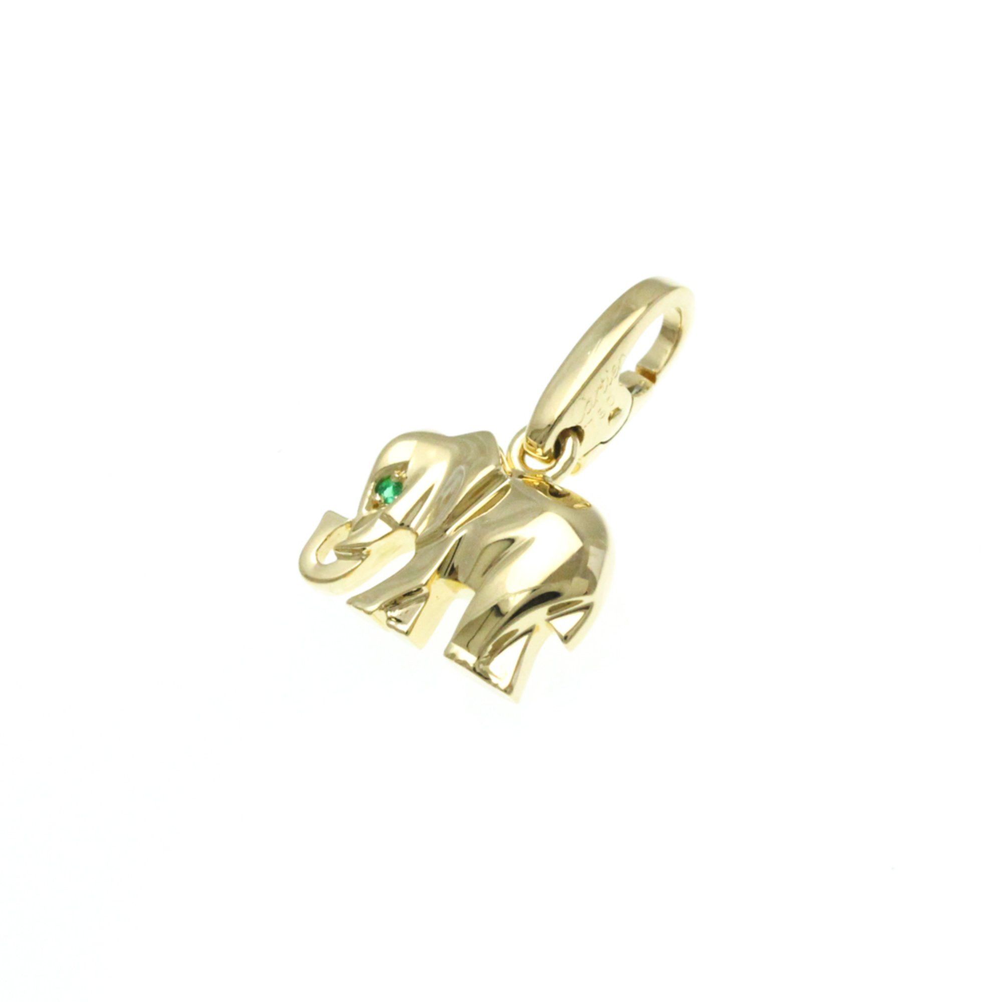 image of Cartier Candy Elephant Motif Charm Yellow Gold (18K) Emerald Men,women Fashion Pendant Necklace (Go