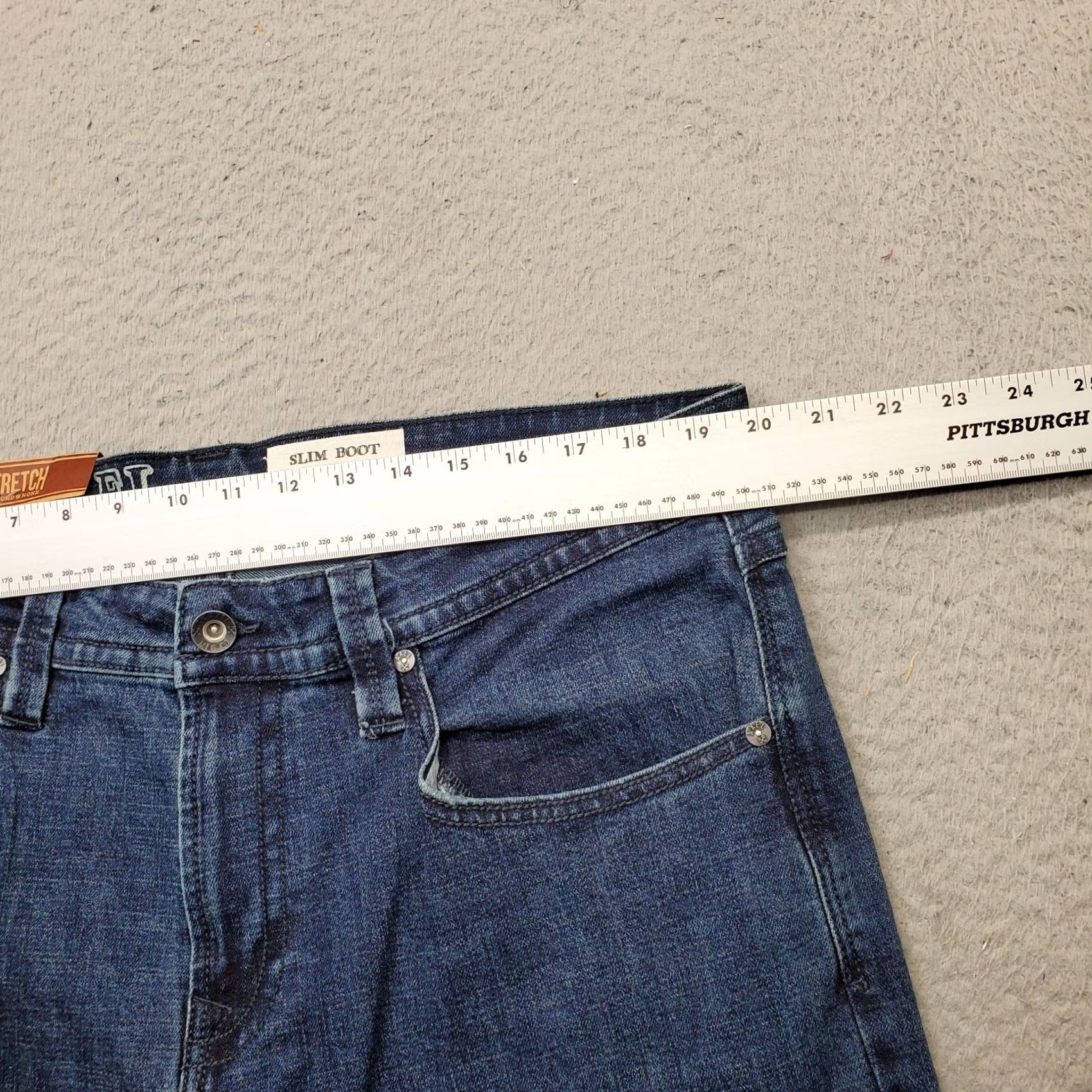 Denime Axel Slim Bootcut Jeans Mens 38x32 Blue Denim Stretch Dark Wash Stitch Size US 38 / EU 54 - 6 Thumbnail
