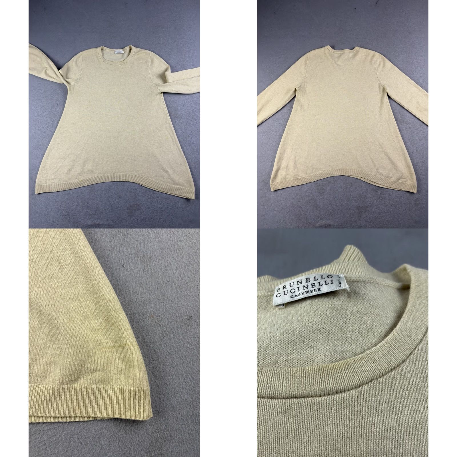 Brunello Cucinelli Brunello Cucinelli Sweater Womens S Beige Cashmere Knit Crew Neck Long Sleeve Pullover Italy Casual Luxury Sequin Autumn Winter Designer Womens Size S / US 4 / IT 40 - 8 Thumbnail