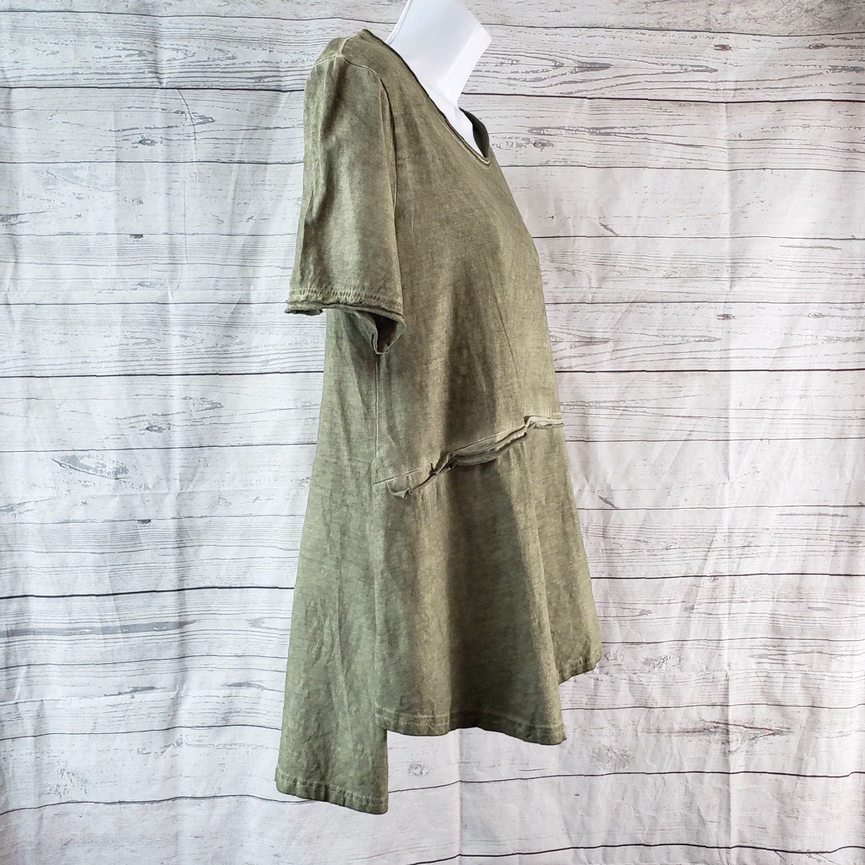 Vintage Pretty Angel Womens Top Size S Solid Green Short Sleeve Linen Blend Shirt Size S / US 4 / IT 40 - 3 Thumbnail