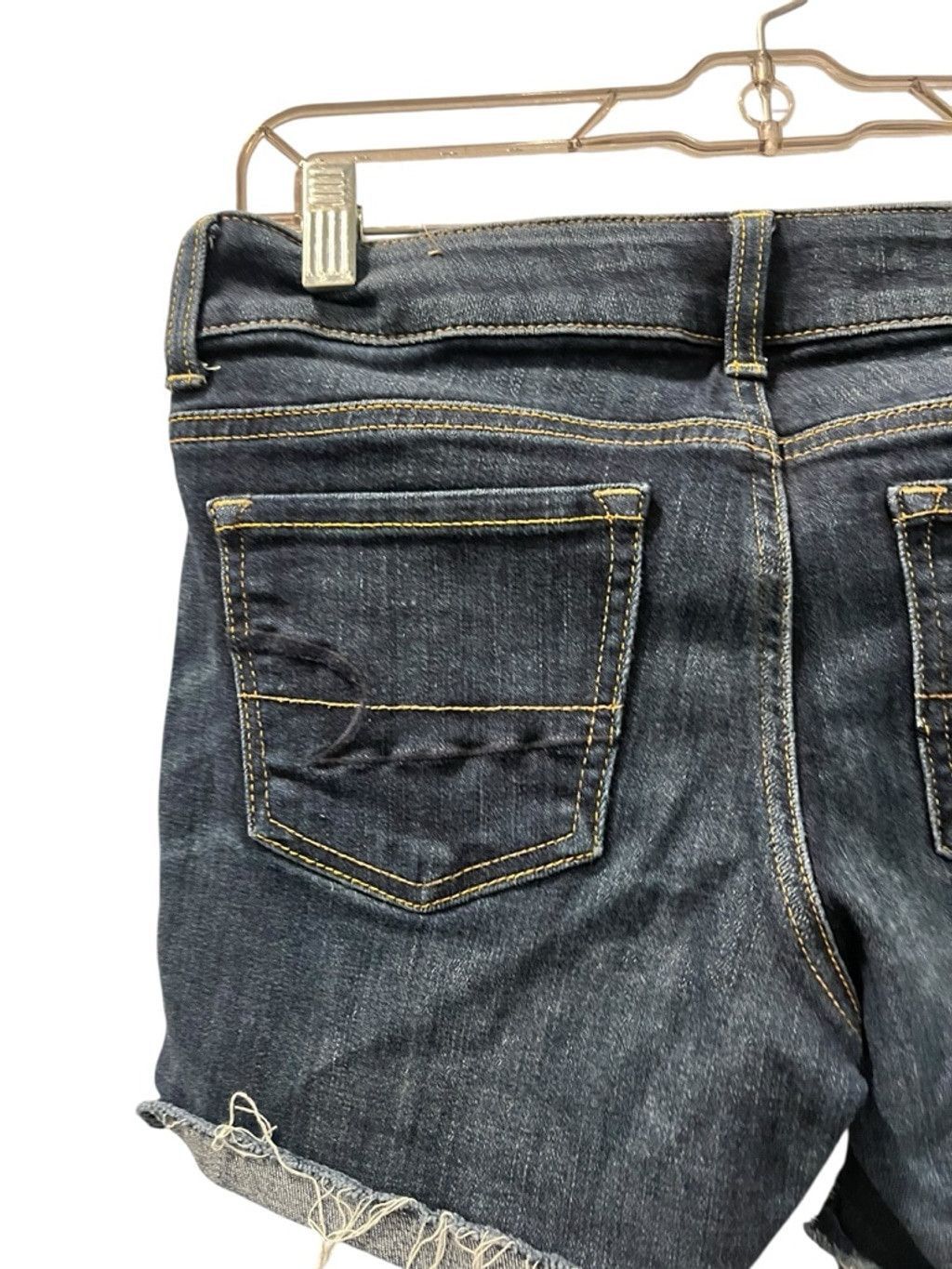 American Eagle Outfitters American Eagle Super Stretch Dark Blue Denim Shorts Size 4 Size 29" - 9 Thumbnail