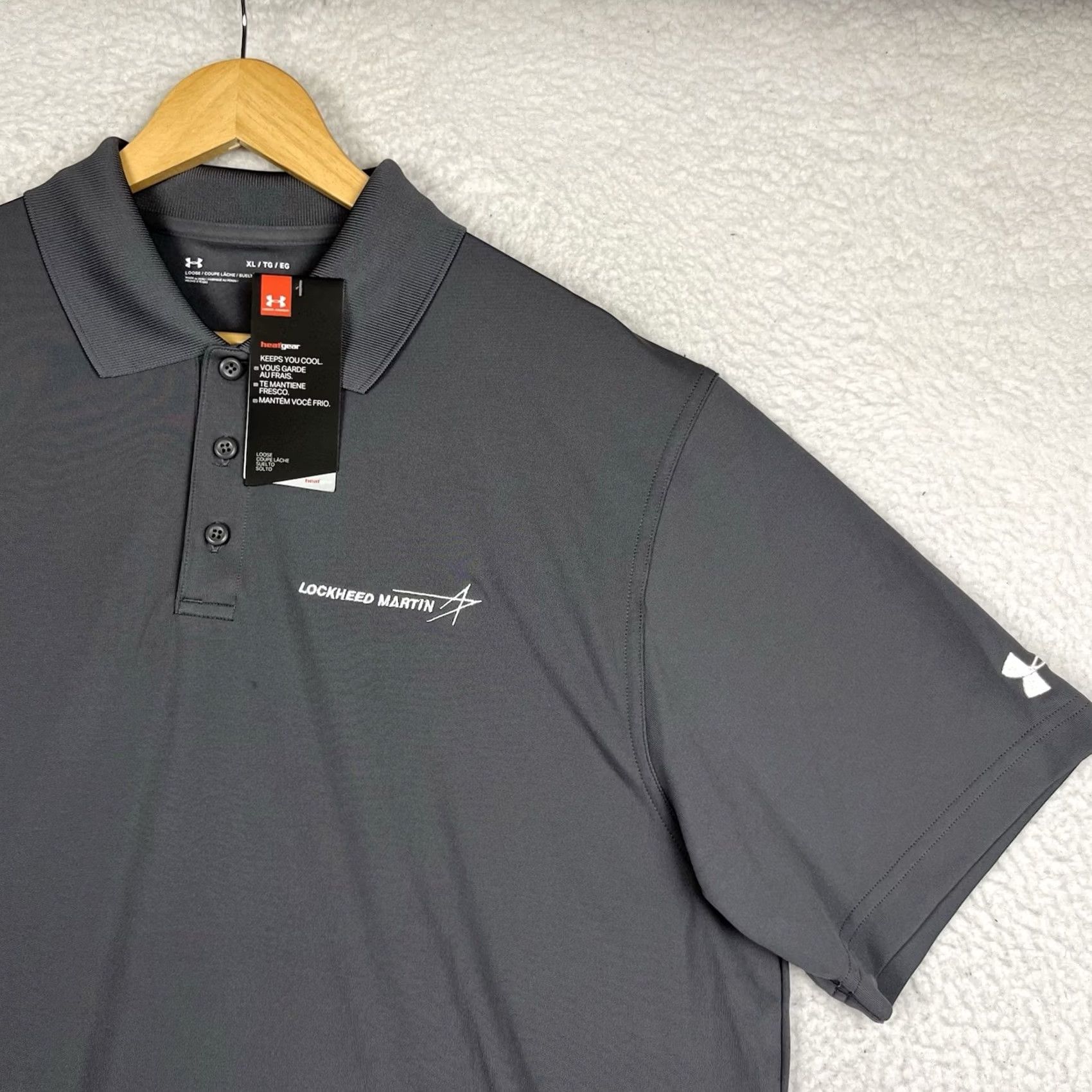 Under Armour NWT Lockheed Martin Polo Shirt Mens XL Under Armour Grey Logo Short Sleeve Size US XL / EU 56 / 4 - 2 Thumbnail