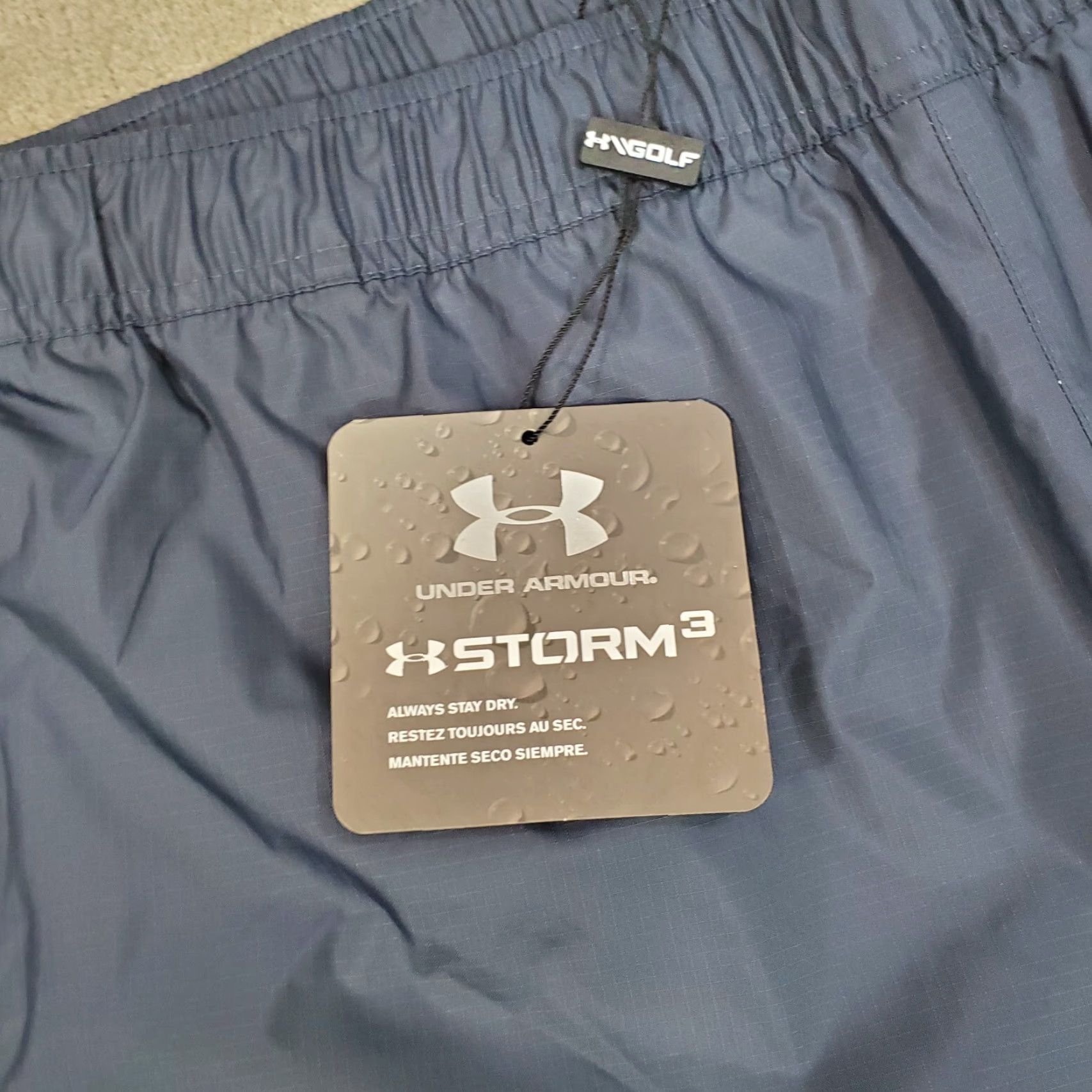 Under Armour Under Armour Storm 3 Pants Mens 2XL Blue Nylon Windbreaker Waterproof Regular Inseam 32 in St raight Pockets Logo Size US 39 - 4 Thumbnail