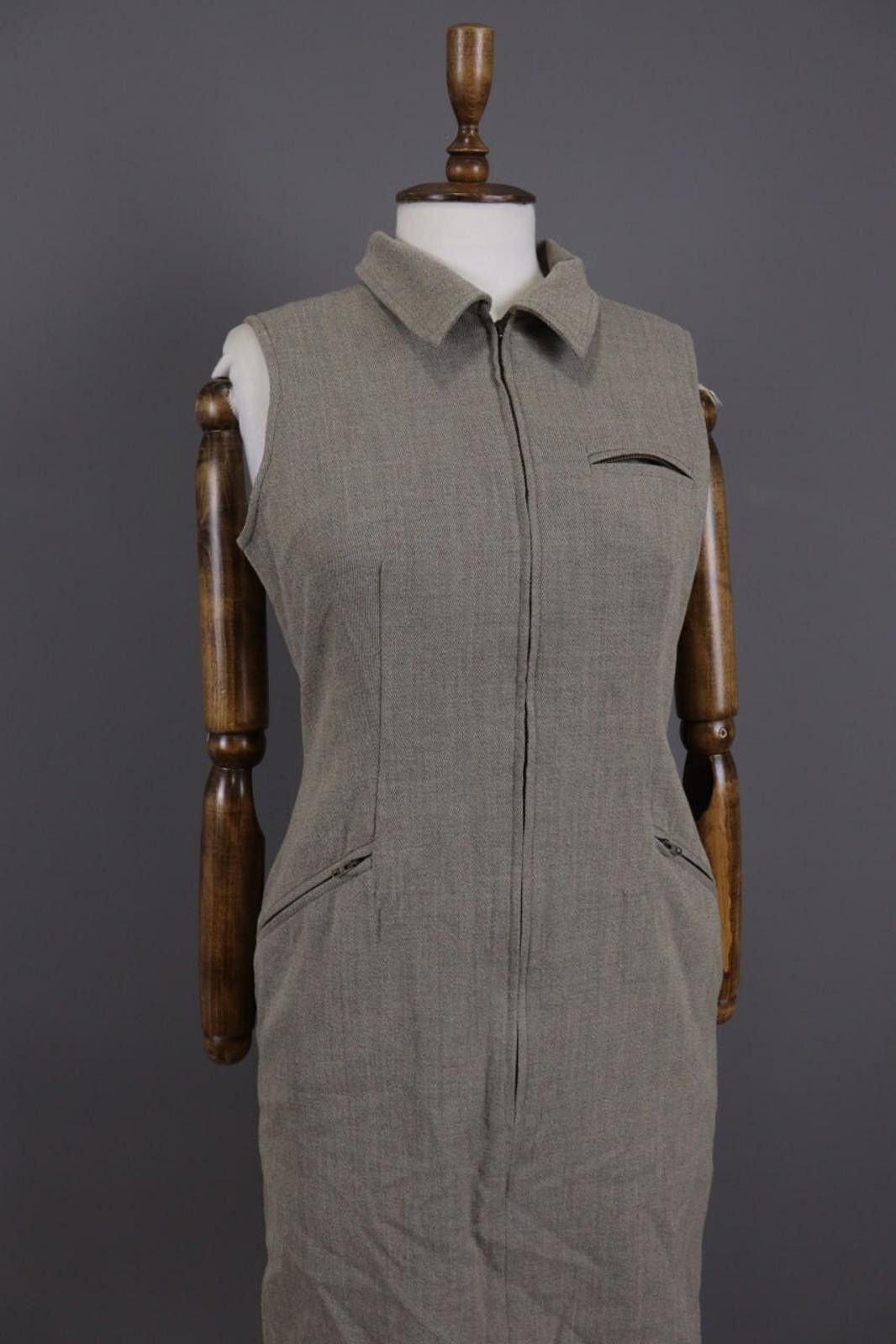 Guy Laroche Guy Laroche Gray Sleeveless Full Zip Bodycon Knee Dress 38 Size M / US 6-8 / IT 42-44 - 9 Thumbnail