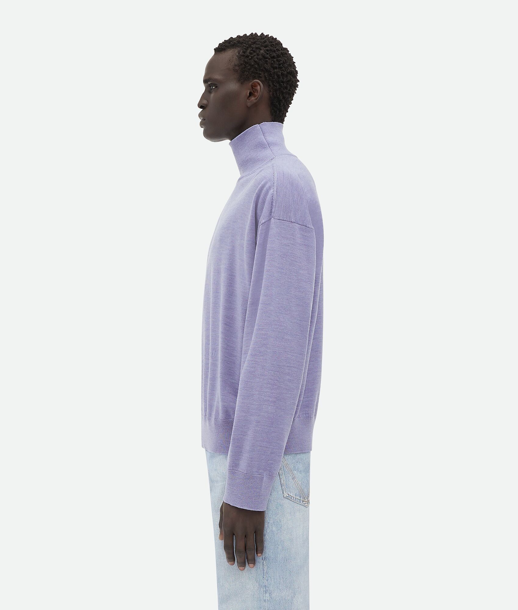 Bottega Veneta Lilac Light Wool Embroidered Logo High Neck Sweater Size US M / EU 48-50 / 2 - 4 Thumbnail