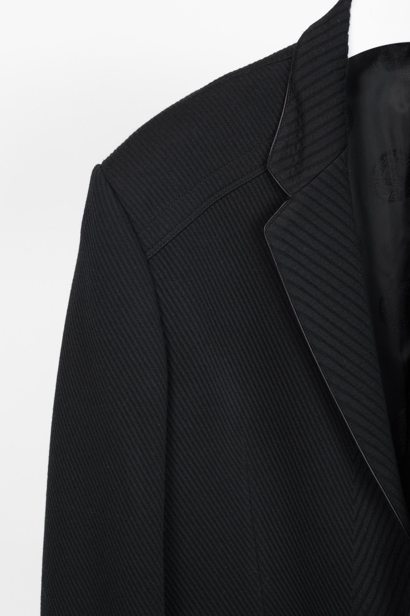 Versace Versace Black Textured Cotton Chevron Blazer Size 46R - 4 Thumbnail