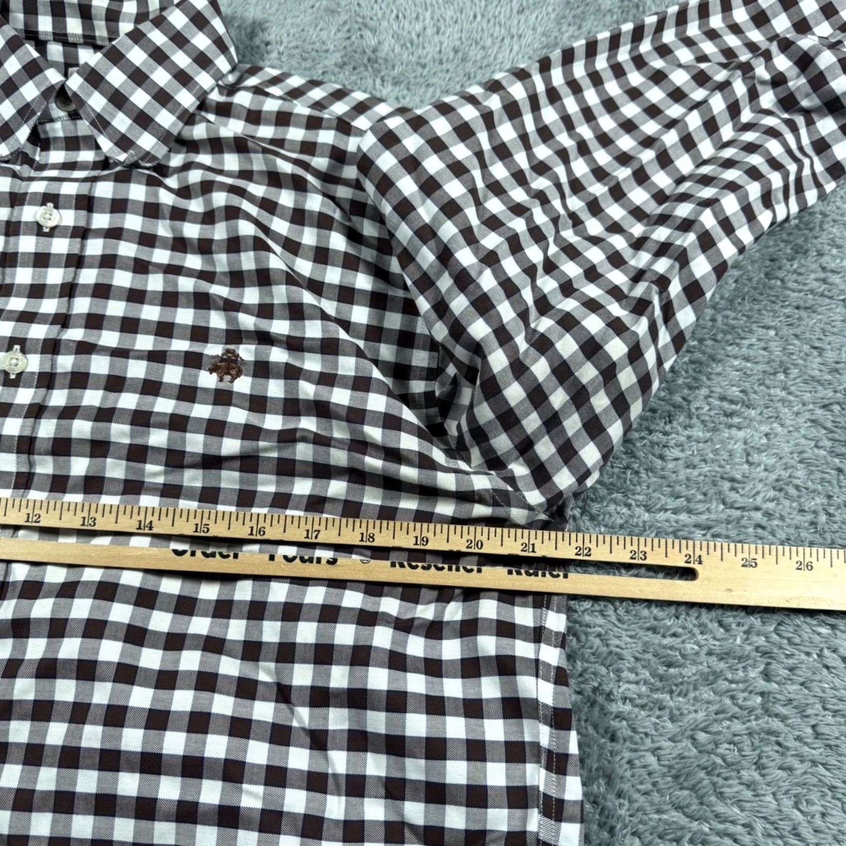 Brooks Brothers Brooks Brothers Brown Gingham Check Supima Cotton Chest Logo Button Shirt Size M Mens Size US M / EU 48-50 / 2 - 6 Thumbnail