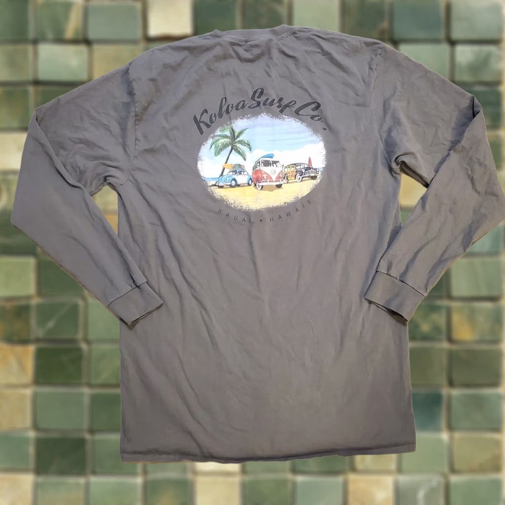 Vintage KOLOA Shirt Mens XLT Gray Surf Graphic Long Sleeve Hawaii Surfer Volkswagen Size US XL / EU 56 / 4 - 1 Thumbnail