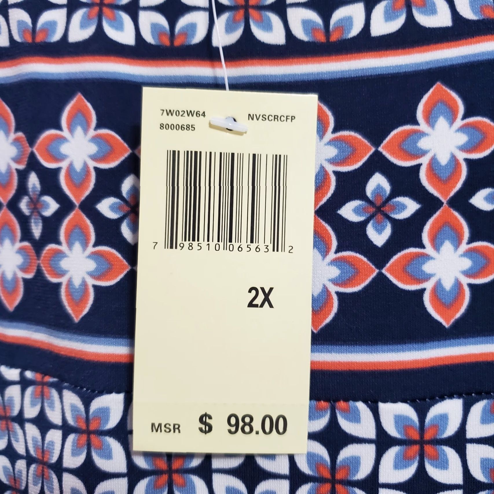 Vintage VINTAGE? No. Max Edition Shift Dress Women 2X Blue Geometric Print Short Sleeve Boho NWT Size 40" / US 18 - 4 Thumbnail