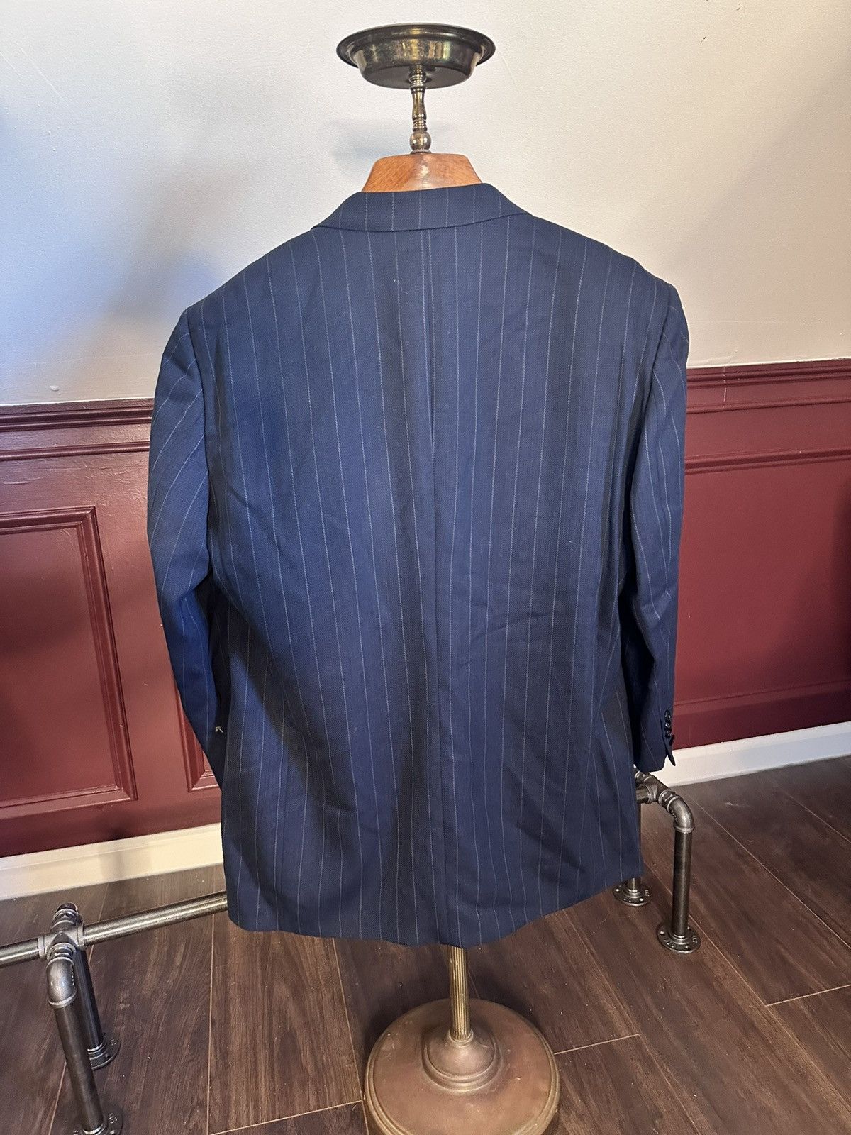 Ermenegildo Zegna Custom tailored navy pinstriped woven wool jacket Size 46R - 8 Thumbnail