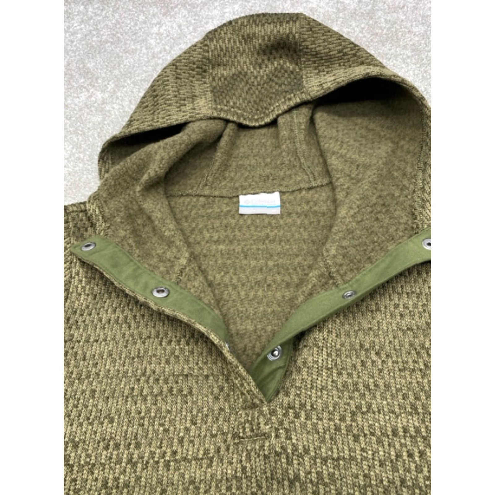 Olive Columbia Hoodie Women's M Pullover Knit Olive Green 1/4 Snap Embroidered Solid Poly 5906 Size M / US 6-8 / IT 42-44 - 5 Thumbnail