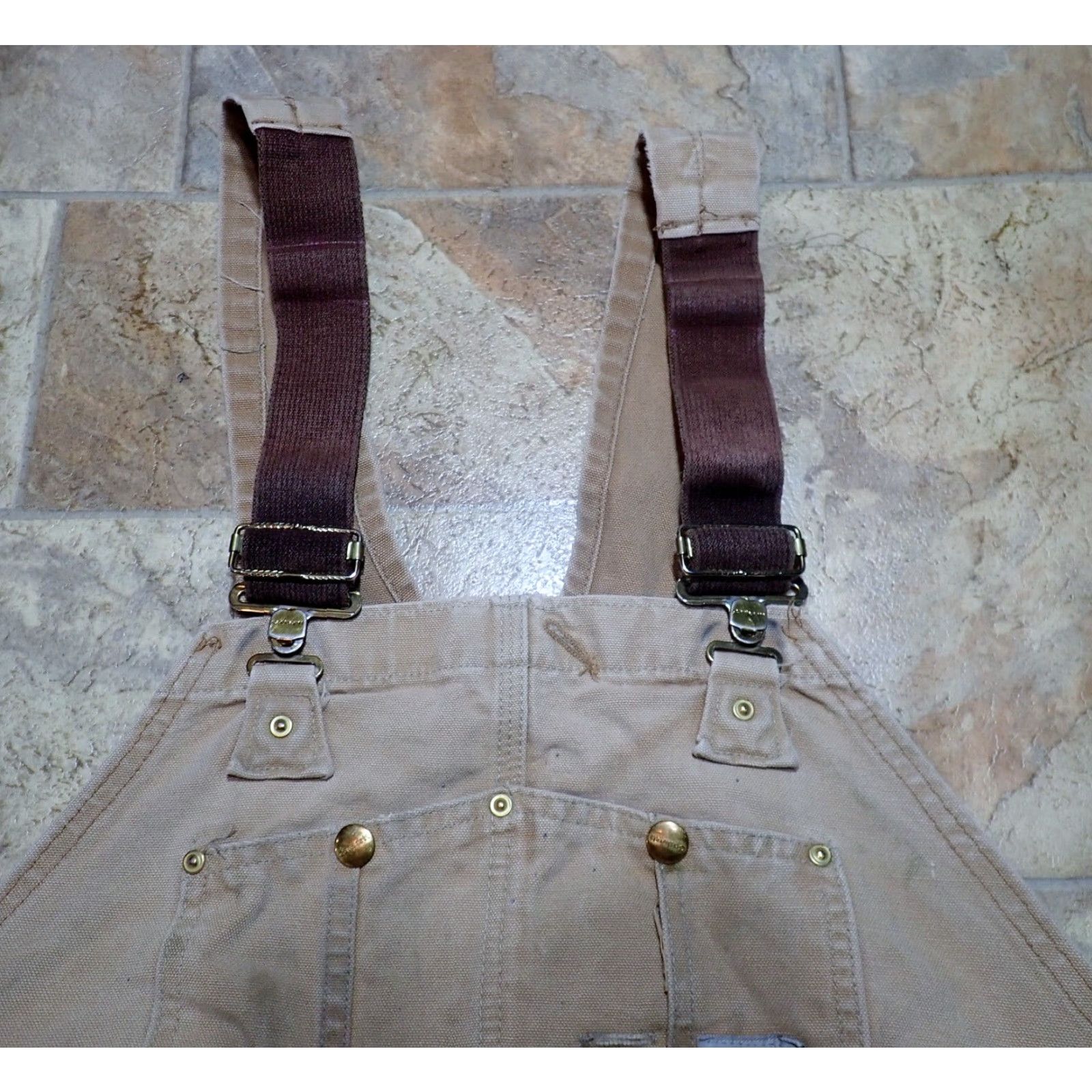Carhartt VINTAGE Carhartt Workwear Overalls Men 48x27 Brown Distressed Canvas Double Knee USA Size US 32 / EU 48 - 6 Thumbnail