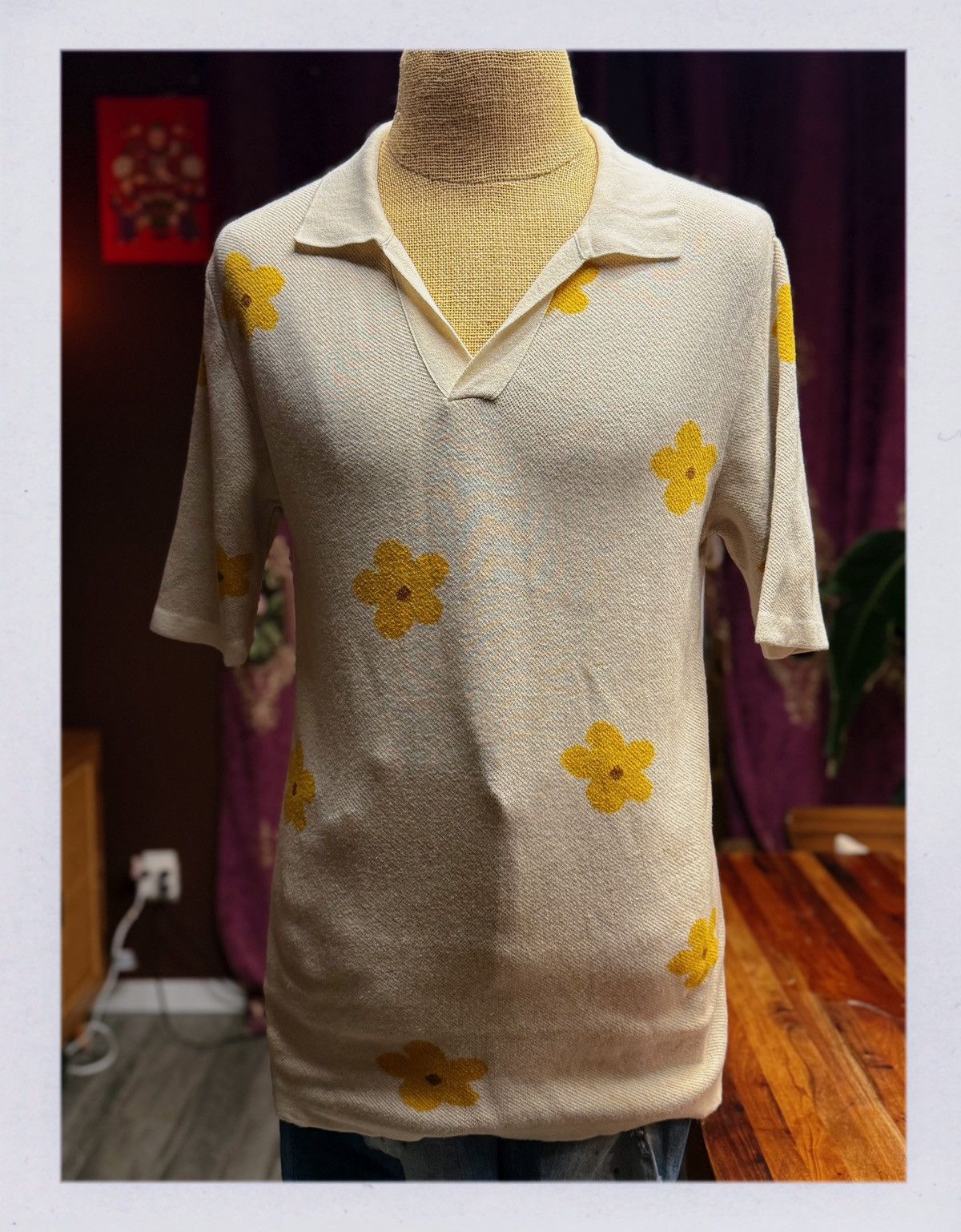 Asos 🌼 Retro Knit Flower Shirt Size US M / EU 48-50 / 2 - 1 Thumbnail