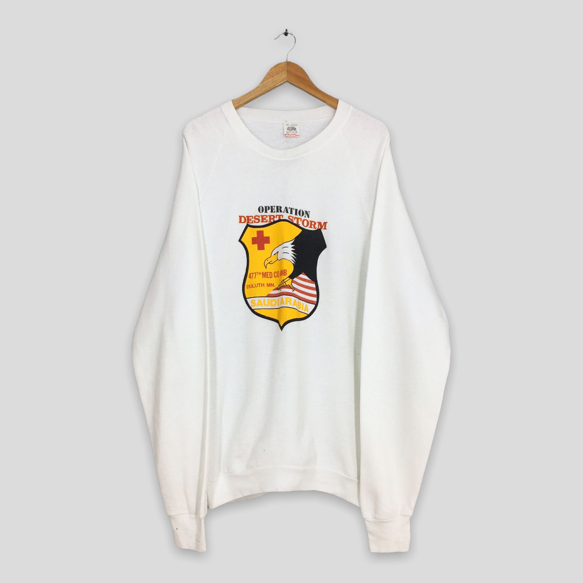 Vintage Vintage 90s Desert Storm White Sweatshirt XXLarge Size US XXL / EU 58 / 5 - 1 Thumbnail