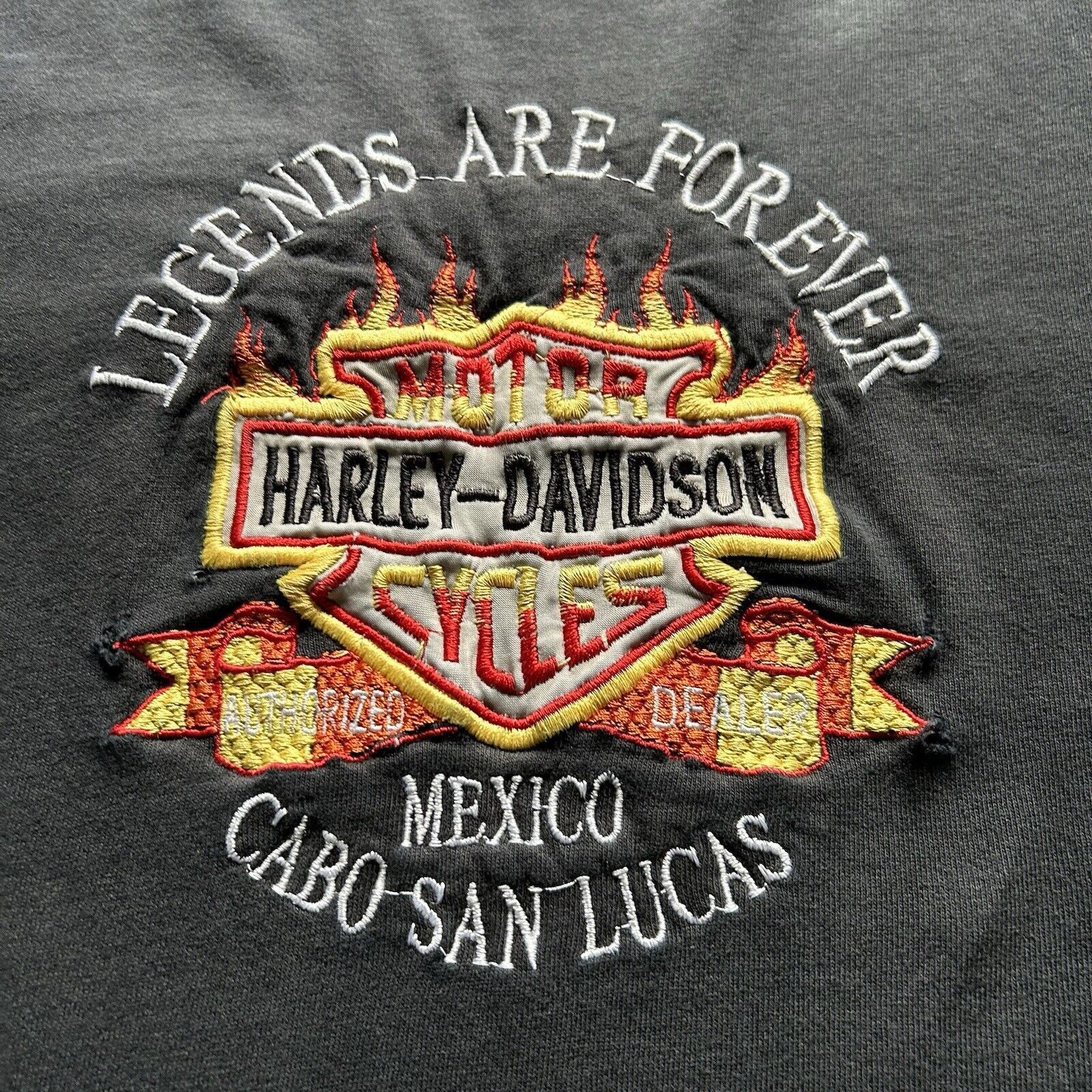 Harley Davidson Vintage 90s Harley Davidson Flame T Shirt XL Sun Faded Black Size US XL / EU 56 / 4 - 3 Thumbnail