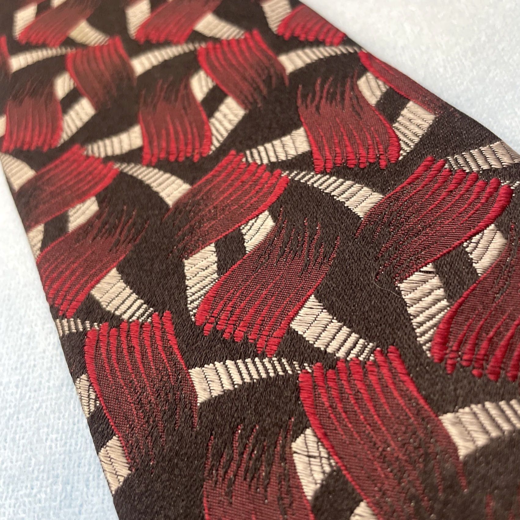 Vintage VINTAGE Carlo Palazzi Tie 100% Italian Silk Black Red Geometric Valentine Mens One Size 59" Adjustable Handmade Size ONE SIZE - 6 Thumbnail