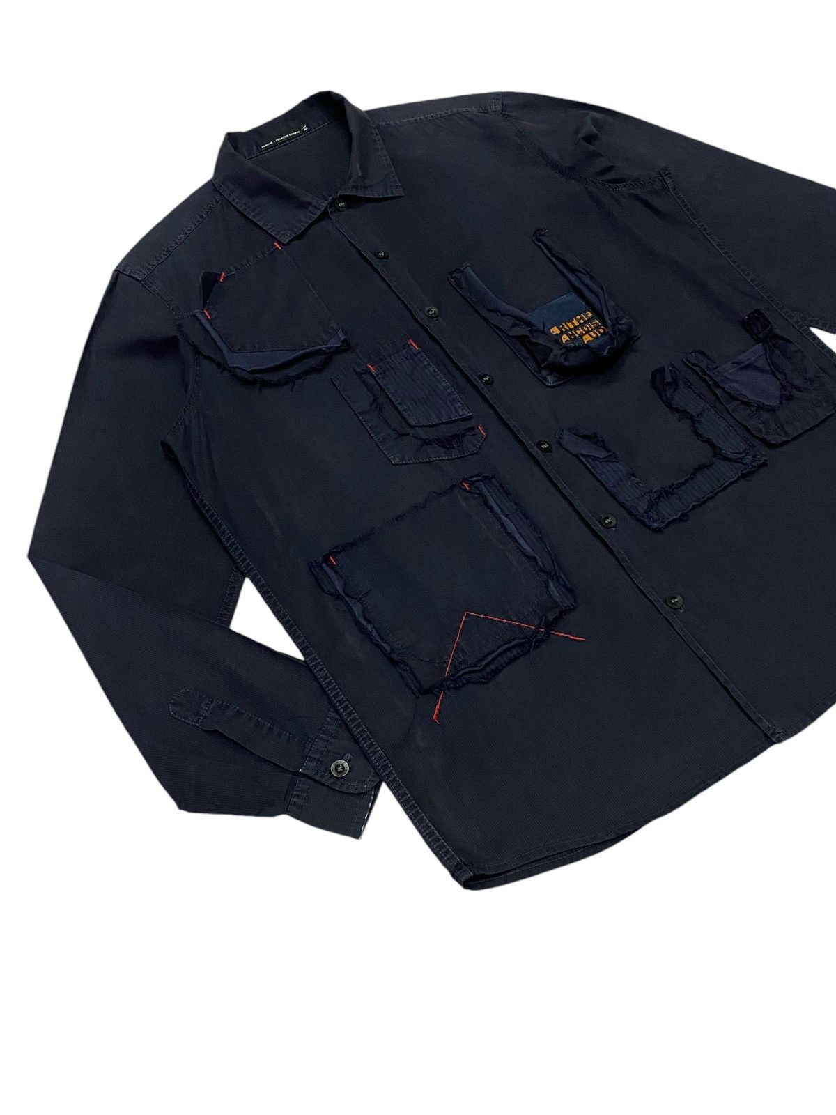Japanese Brand × Marithe + Francois Girbaud × Vintage Vtg Marithe Francois Girbaud Ripped Pocket Button Ups Shirt Size US M / EU 48-50 / 2 - 8 Thumbnail