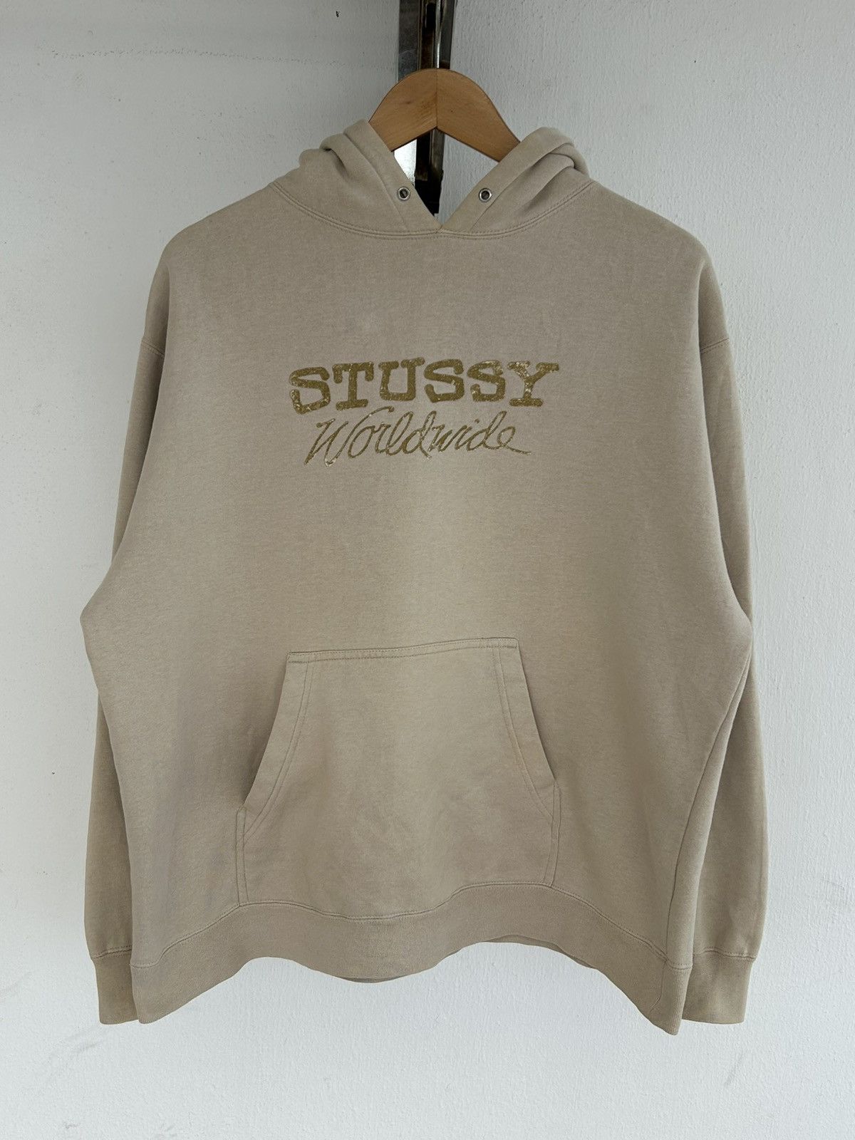 Stussy Stussy Worldwide Vintage Beige Hoodie Size US L / EU 52-54 / 3 - 1 Thumbnail