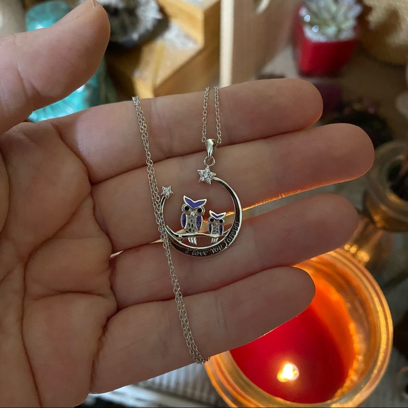 The Unbranded Brand Owl I Love You Forever Sterling Silver Necklace Size ONE SIZE - 3 Thumbnail