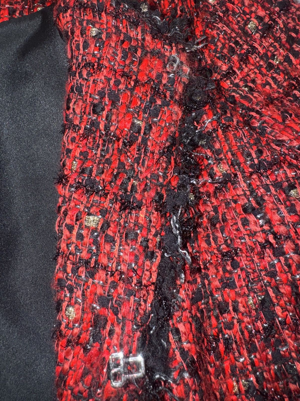 MSGM MSGM Red Tweed Fringed Jacket / Boucle Blazer with Buttons Size XL / US 12-14 / IT 48-50 - 10 Thumbnail