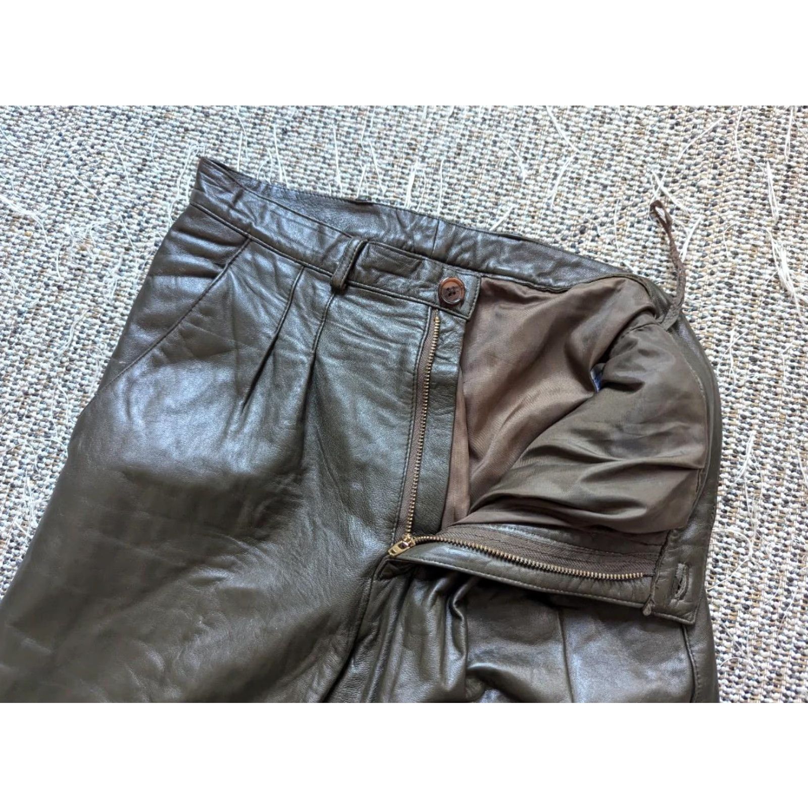 Vintage VINTAGE Saxony leather pants LAMBSKIN brown 30x32 motorcycle pants Mens XS? Size US 30 / EU 46 - 6 Thumbnail