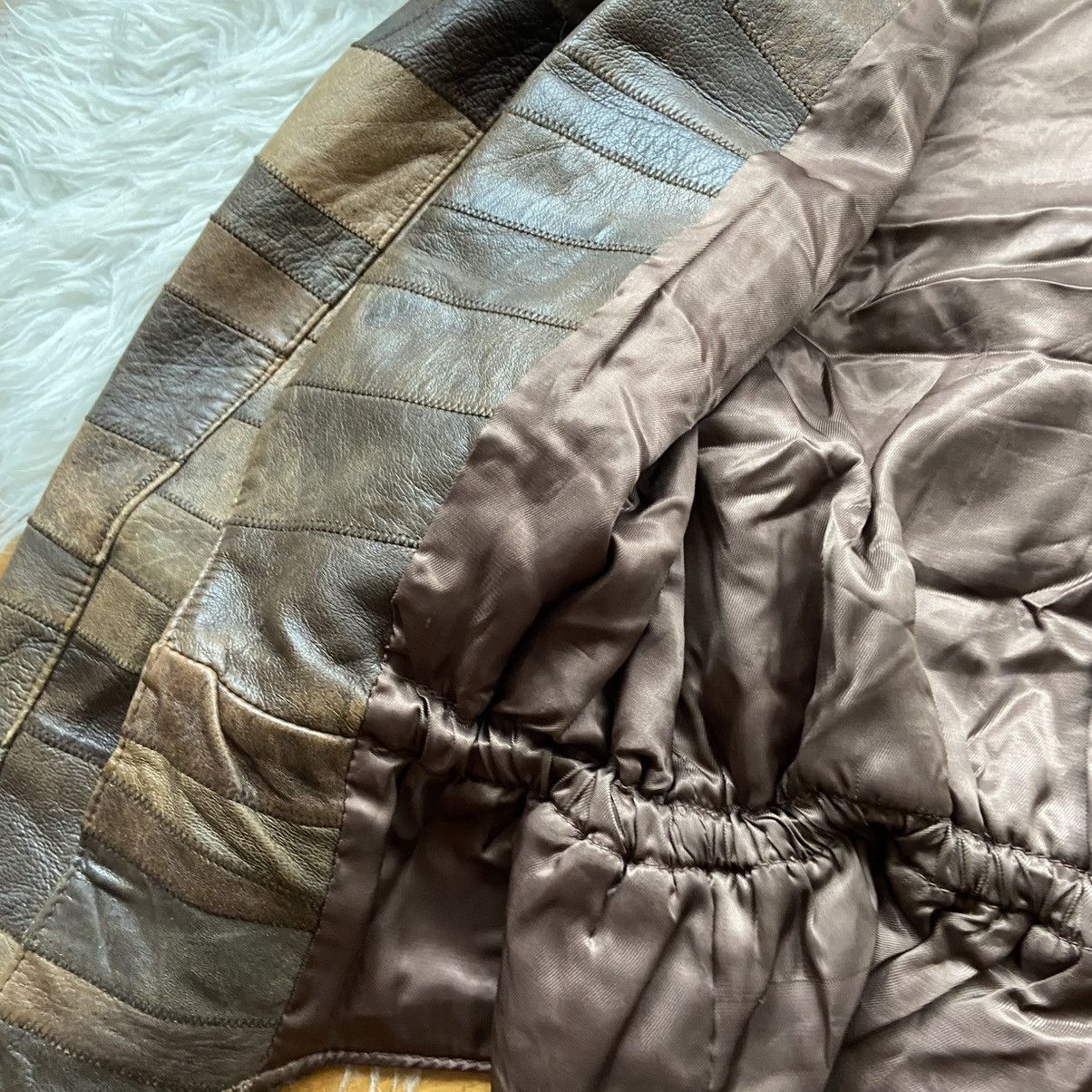 Japanese Brand 📌 Vintage York Patchwork Leather Y2K Brown Distressed Jacket Size L / US 10 / IT 46 - 10 Thumbnail