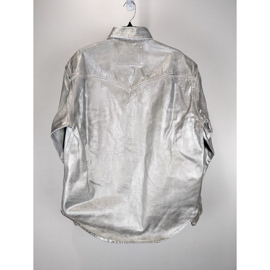 VTMNTS o1rshd1 Metallic Denim Shirt in Metallic Silver Size US M / EU 48-50 / 2 - 14 Thumbnail