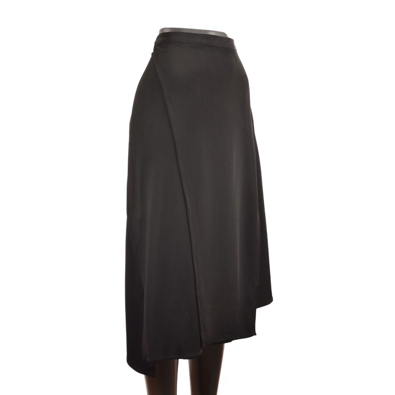 Helmut Lang Helmut Lang Skirt Women S Black Midi A-Line Asymmetric Crepe Staggered Seam H07HW301 Size 28" / US 6 / IT 42 - 2 Thumbnail