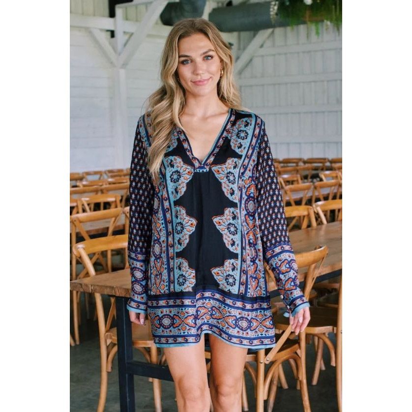 Free People New Meadow Mod Mini Shift Dress $148 MEDIUM Boho Blue Size M / US 6-8 / IT 42-44 - 1 Thumbnail