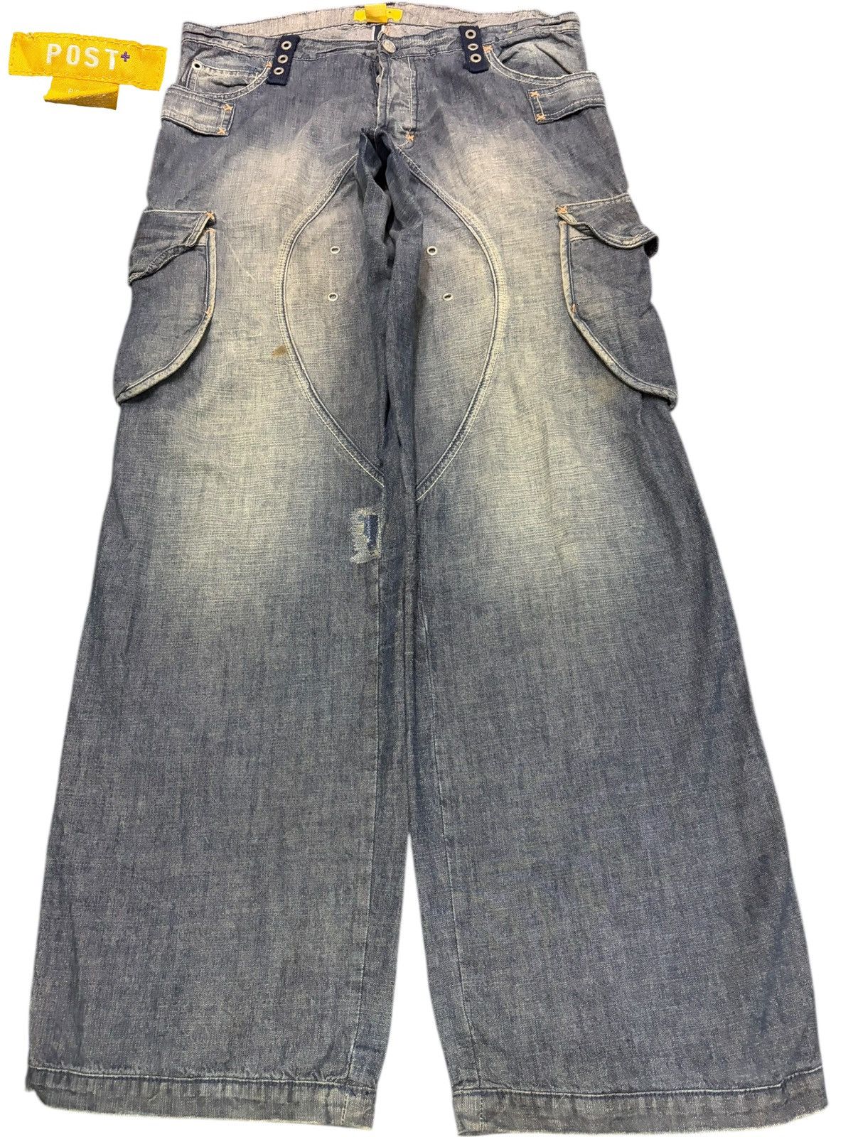 Post Overalls Vintage Post + Mud Wash Cargo Wide Leg Baggy Jeans Size US 36 / EU 52 - 1 Thumbnail