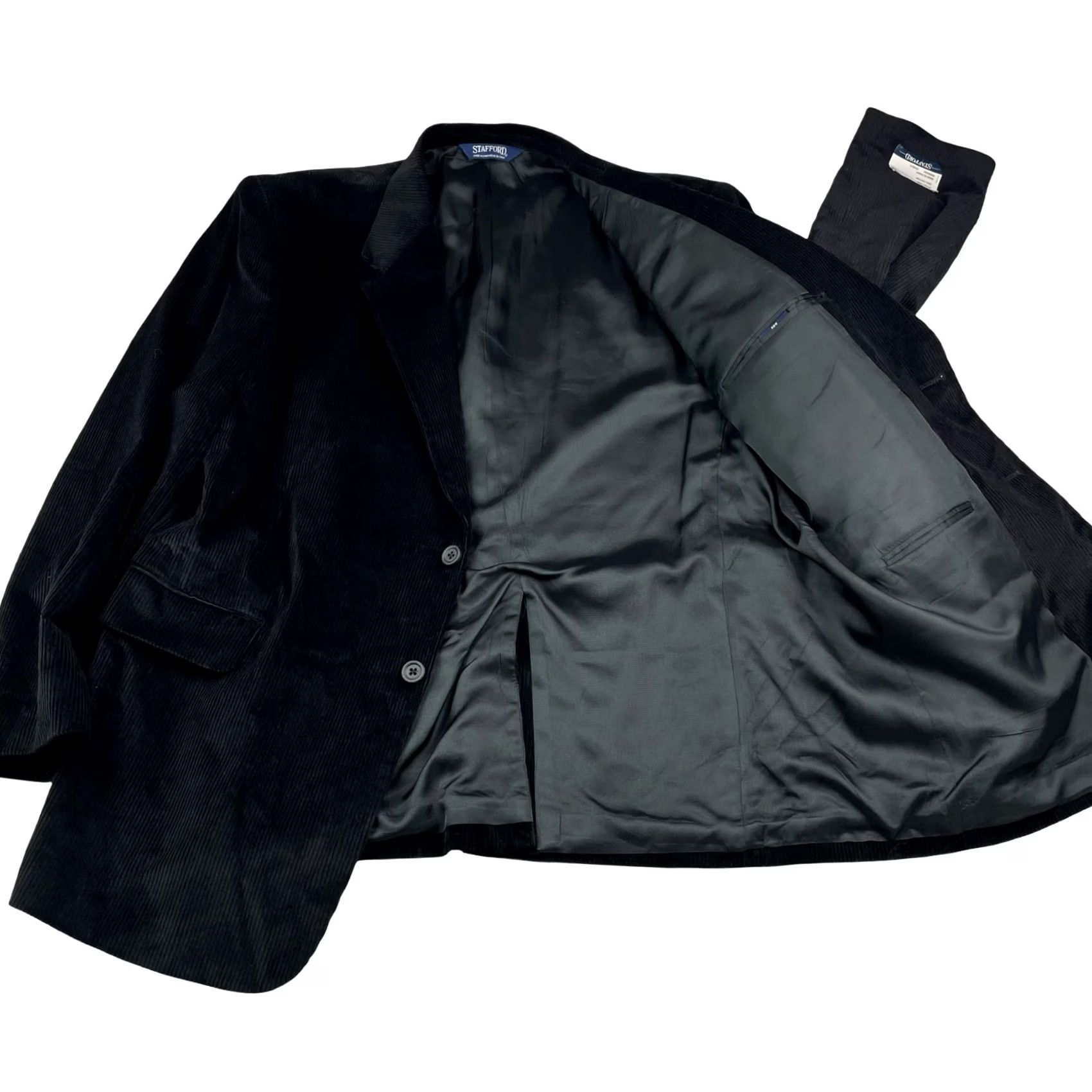 Stafford Stafford Black 100% Cotton Corduroy 2-Button Blazer Jacket 46S Men’s Blazer Cardigan? No. Size 46R - 3 Thumbnail