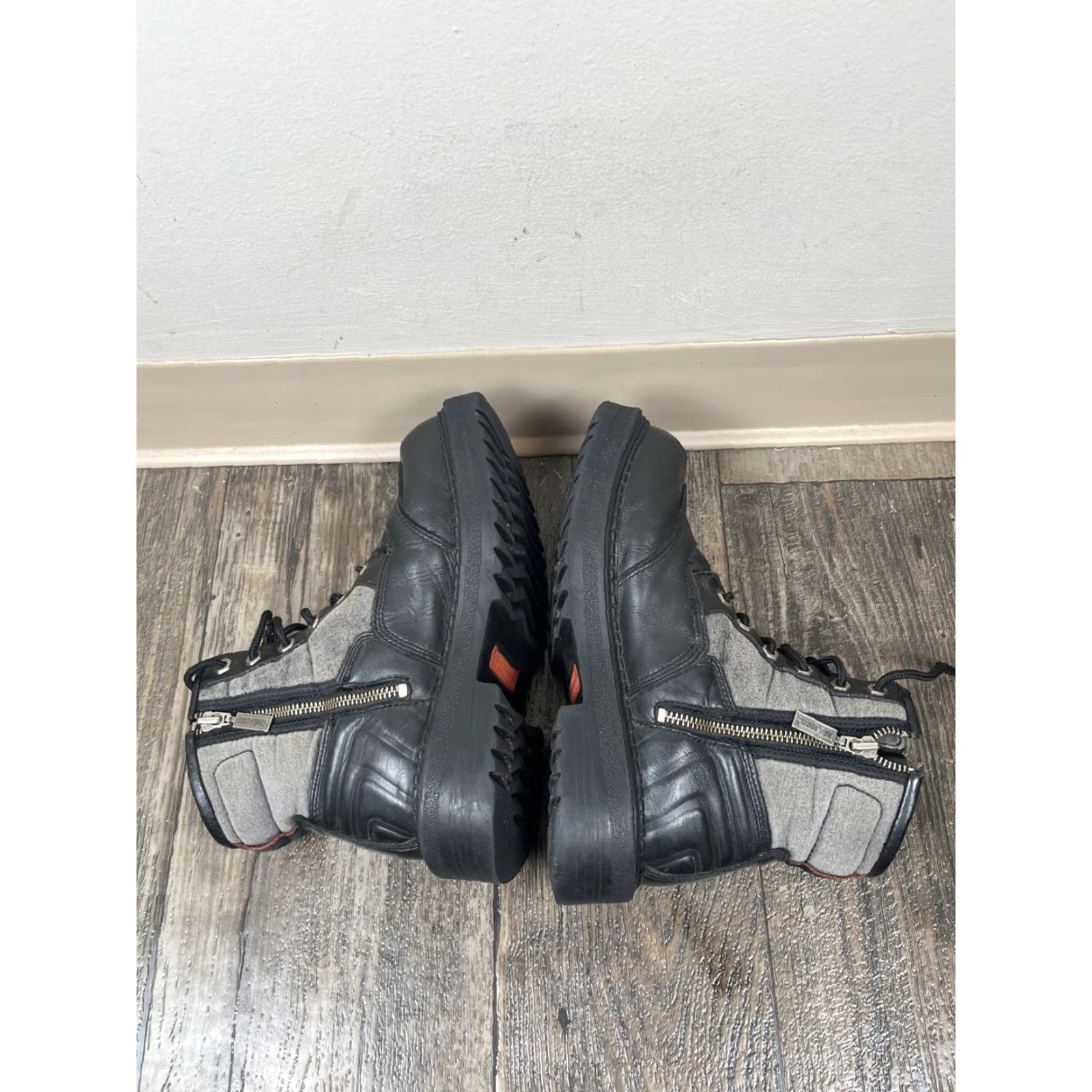 Harley Davidson VINTAGE Harley-Davidson Platform Boot Womens 7.5 Black Leather Zip Lace Block Heel Mid 2-2.9in Casual Womens Size US 8 / IT 38 - 7 Thumbnail