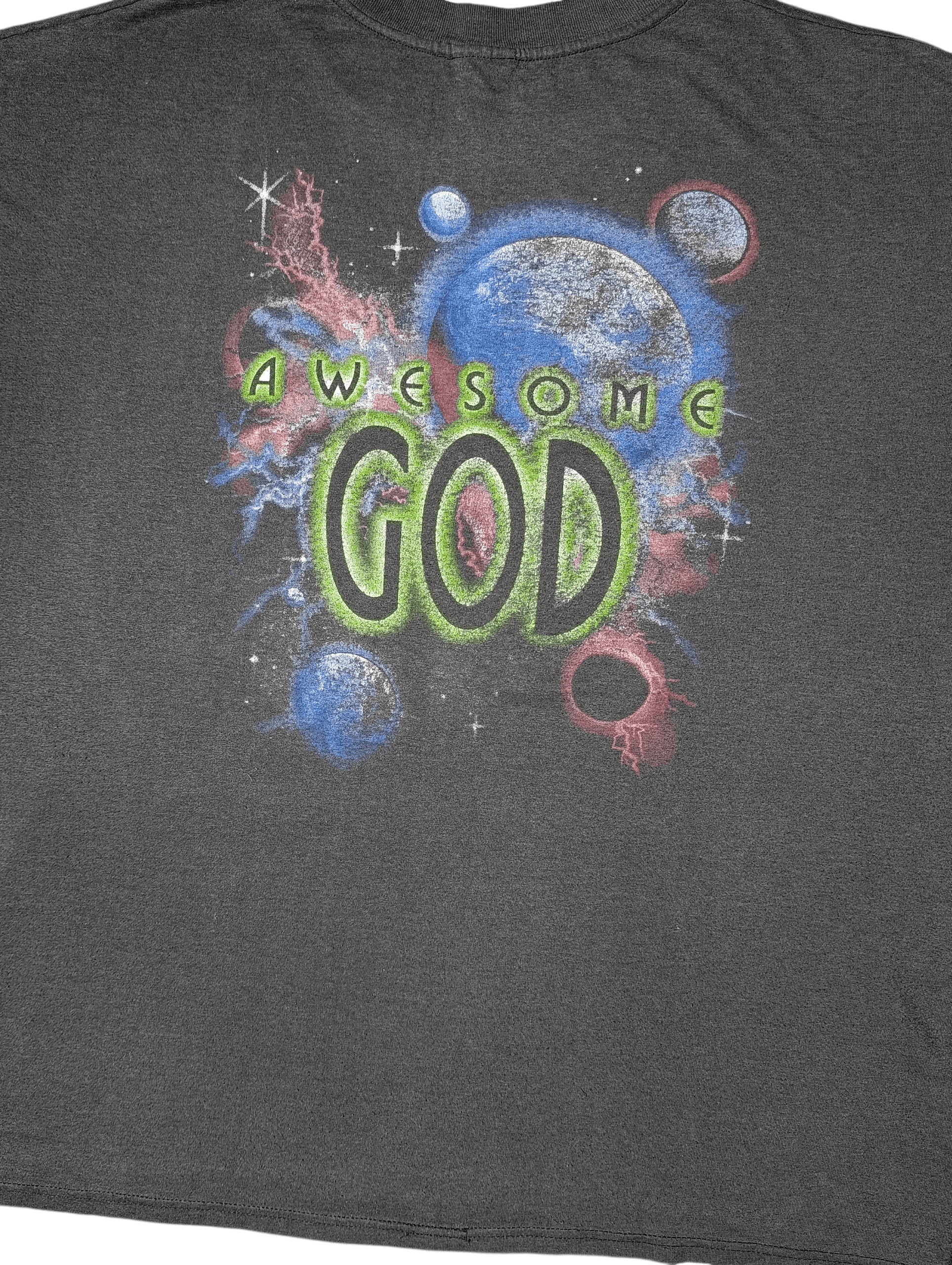 Vintage Vintage Awesome God Outer Space Jesus Faded Black T-shirt Size US XL / EU 56 / 4 - 2 Thumbnail