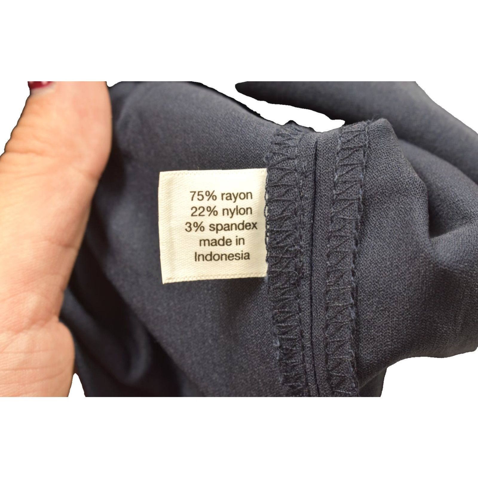 Vintage Lane Bryant Pants 18P Navy Blue Rayon Blend Straight Leg Petite Stretch Dress Pants Women Mens Size 40" / US 18 - 2 Thumbnail