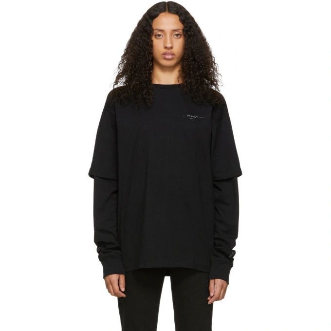 Off-White Black Unfinished Reflective Arrows Long Sleeve T-Shirt Size XL / US 12-14 / IT 48-50 - 3 Thumbnail