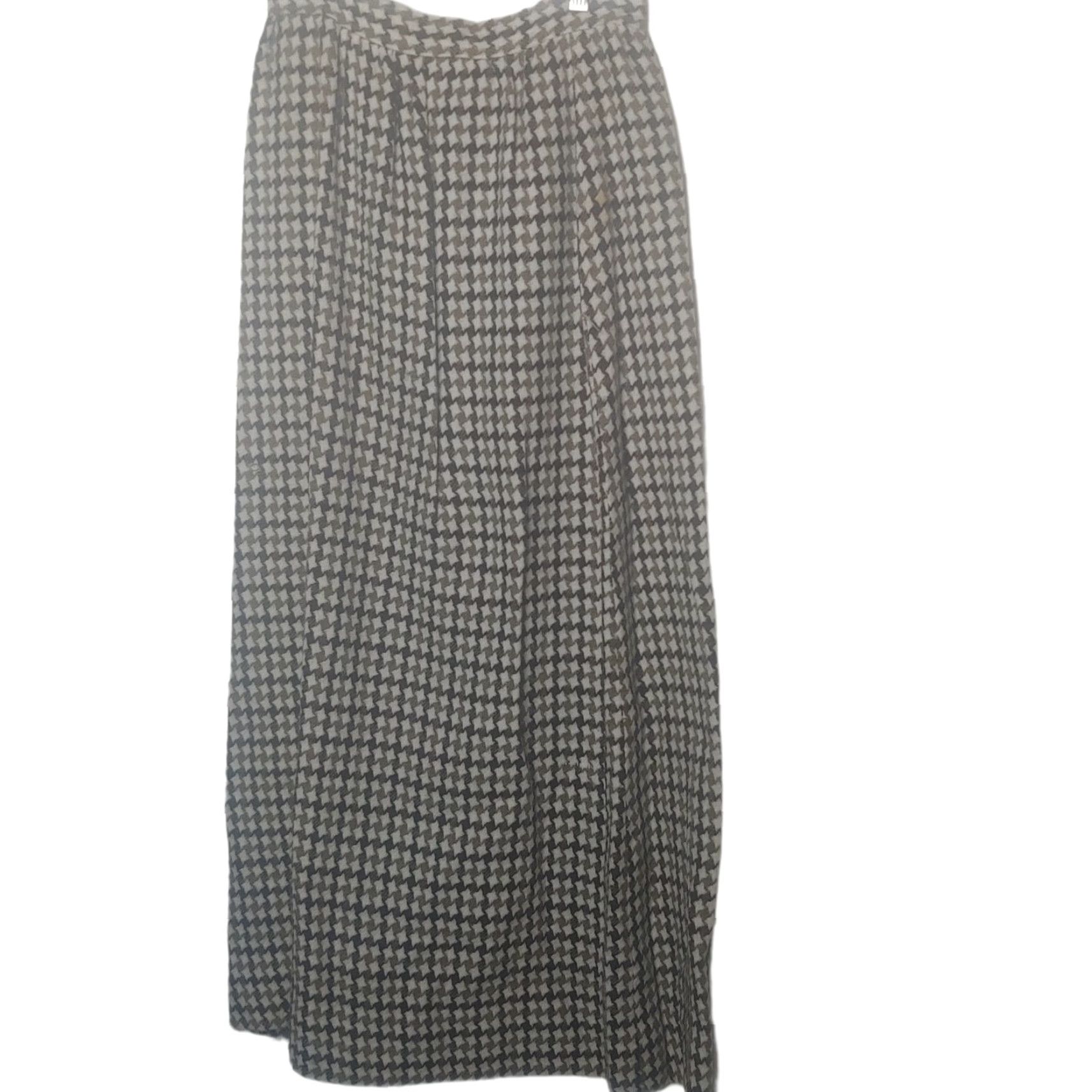 Vintage VINTAGE Skirt 1960s Houndstooth Button Front Long A-Line Maxi Women 12 Brown/White 40.5" Size 34" / US 12 / IT 48 - 5 Thumbnail