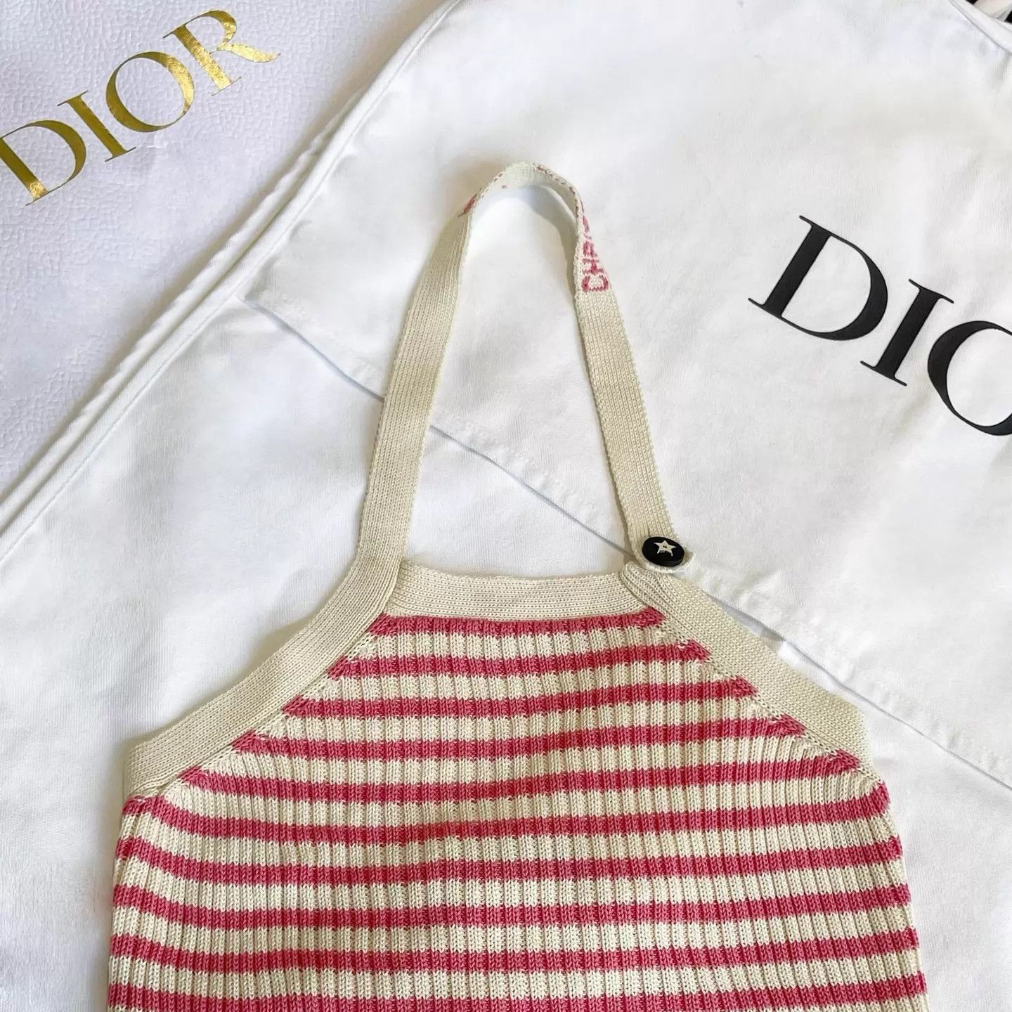 Dior DIOR Women's Striped Colorblock Candy Pink Knit Cami Size 40 Size M / US 6-8 / IT 42-44 - 3 Thumbnail