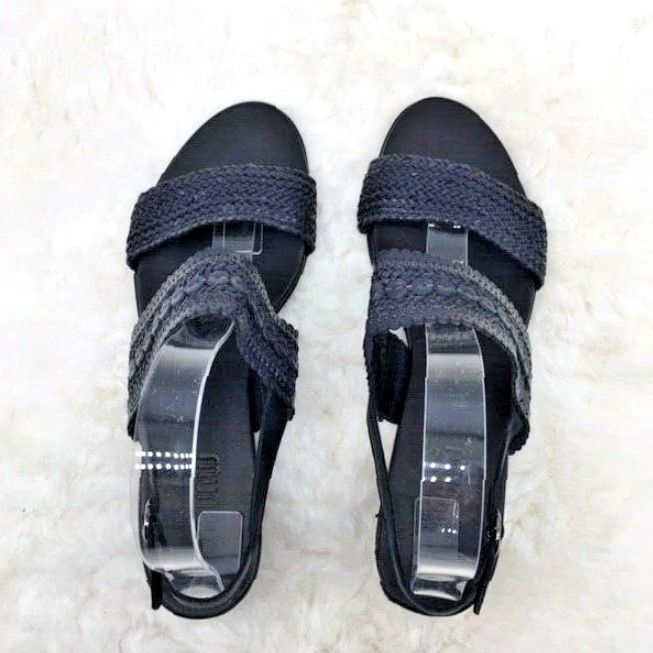 Vintage Munro American Morocco Black Woven Leather Slingback Sandals US 9.5 M Women Size US 10 / IT 40 - 2 Thumbnail