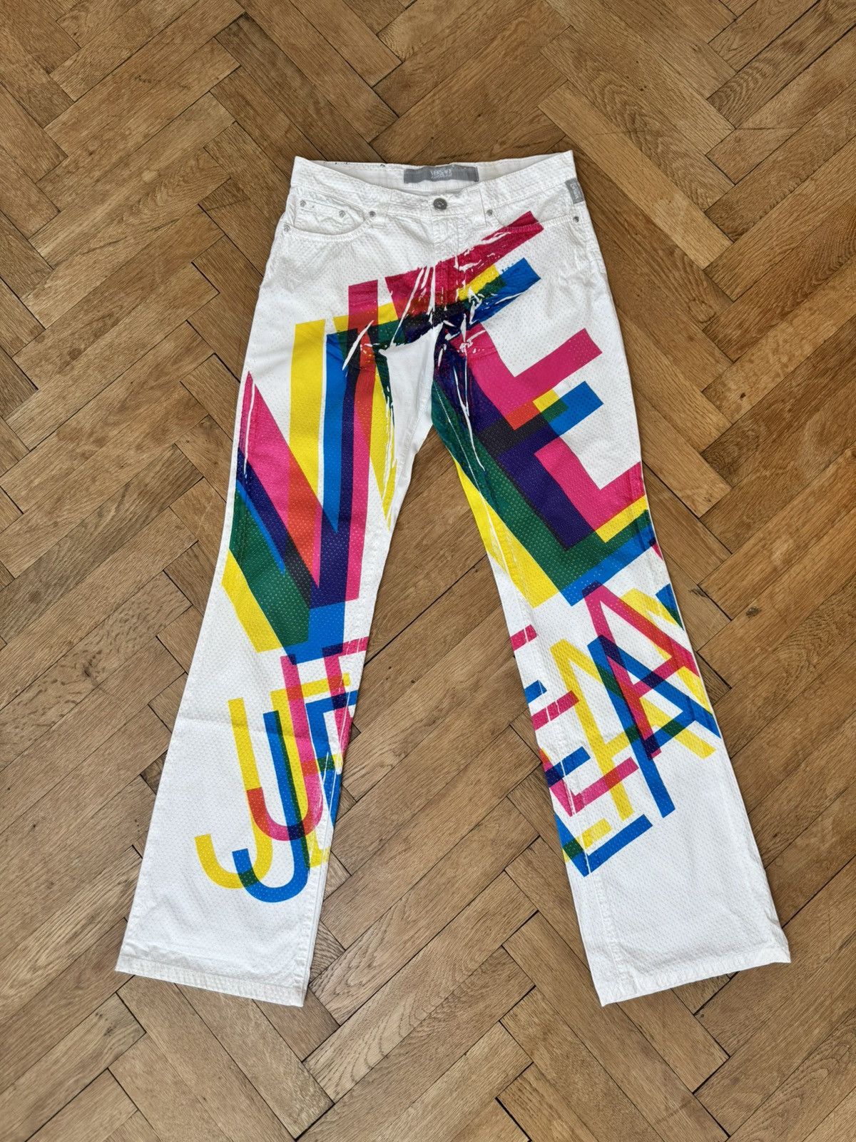 Versace × Versace Jeans Couture Vintage Versace Jeans Couture Crazy Painted Logo Jeans 28 Size 28" / US 6 / IT 42 - 1 Thumbnail