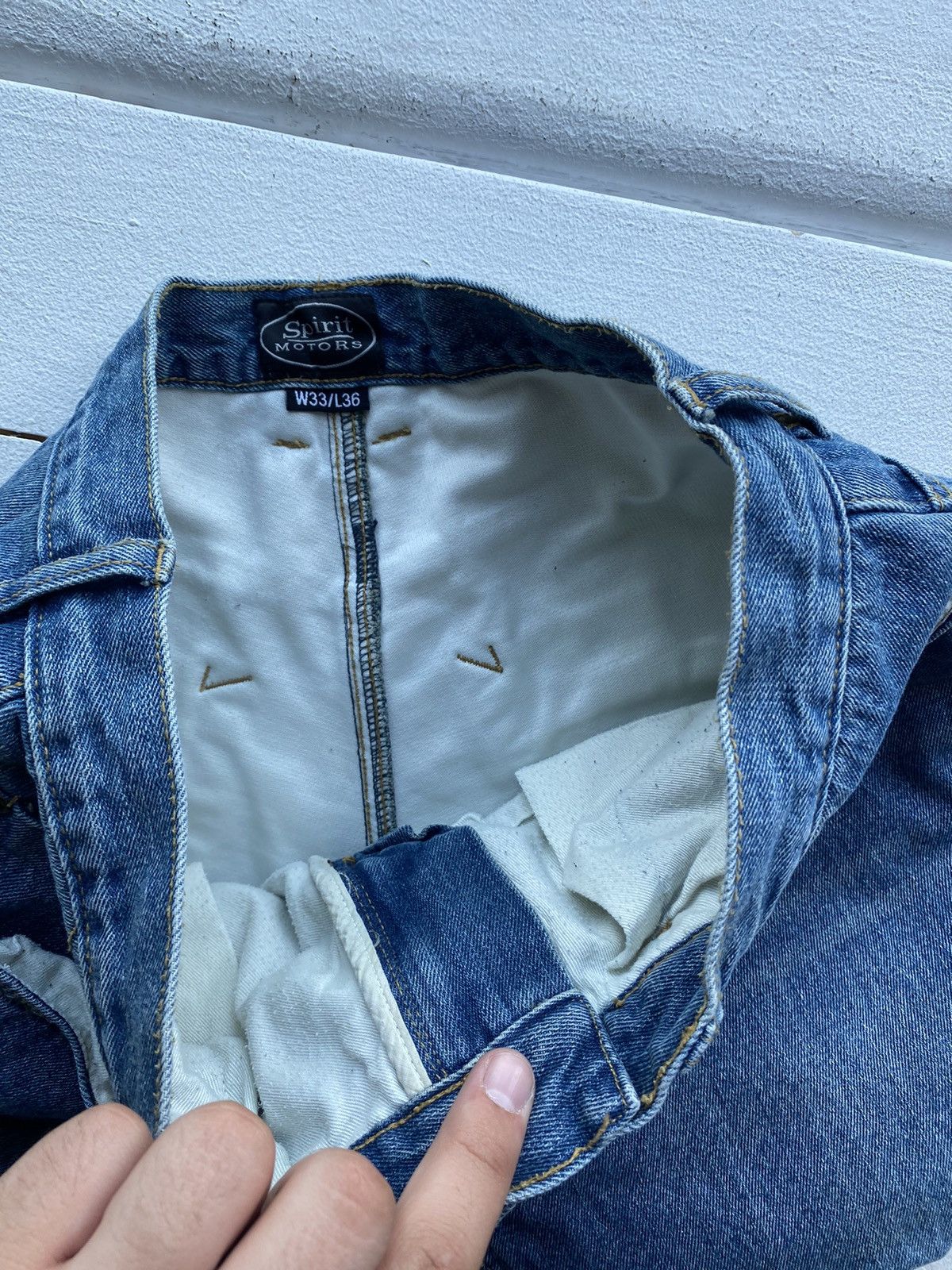 Other 🔥Spirit Motors Racing Cars Bikers Vntg Blue Denim Jeans Size US 32 / EU 48 - 4 Thumbnail